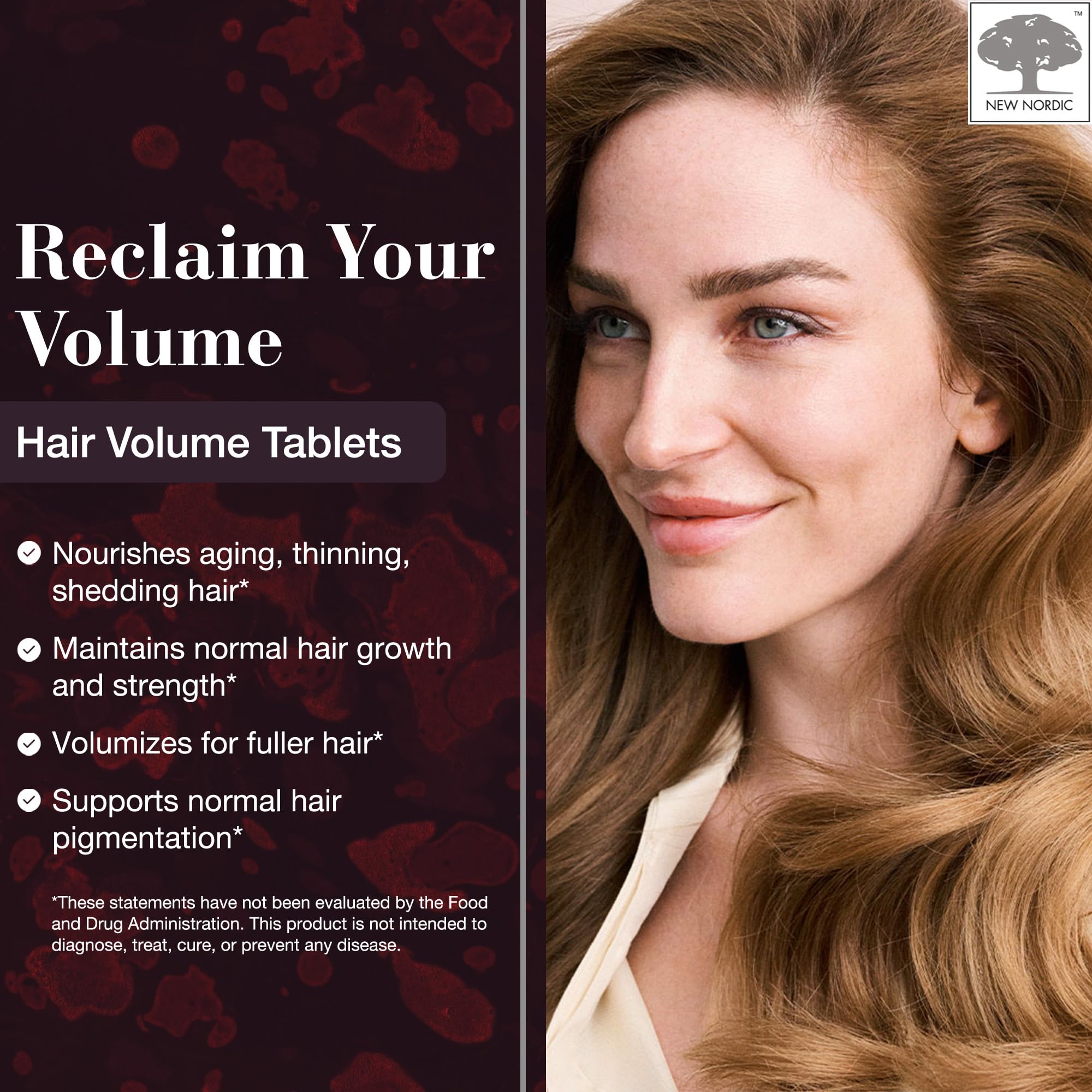 NEW NORDIC Hair Volume Tablets, 3000 mcg Biotin & Biopectin Apple Extract, Hair Vitamins to Support Natural Hair Growth, 90 Count (Pack of 1) NEW NORDIC buy supplements canada