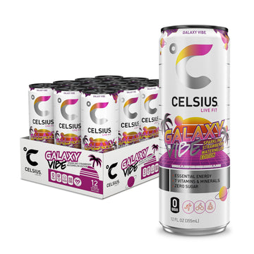 CELSIUS Sparkling Galaxy Vibe, Functional Essential Energy Drink 12 Fl Oz (Pack of 12) CELSIUS buy supplements canada