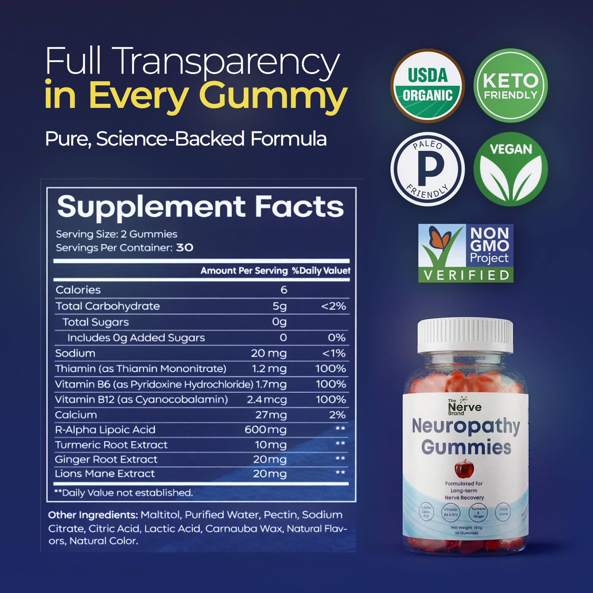 The Nerve Brand Neuropathy Support Gummies, 600 mg R Alpha Lipoic Acid Gummies with B1 B6 B12 and Lion’s Mane, Sugar Free Daily Nerve Health Supplement, 30 Day Supply The Nerve Brand buy supplements canada