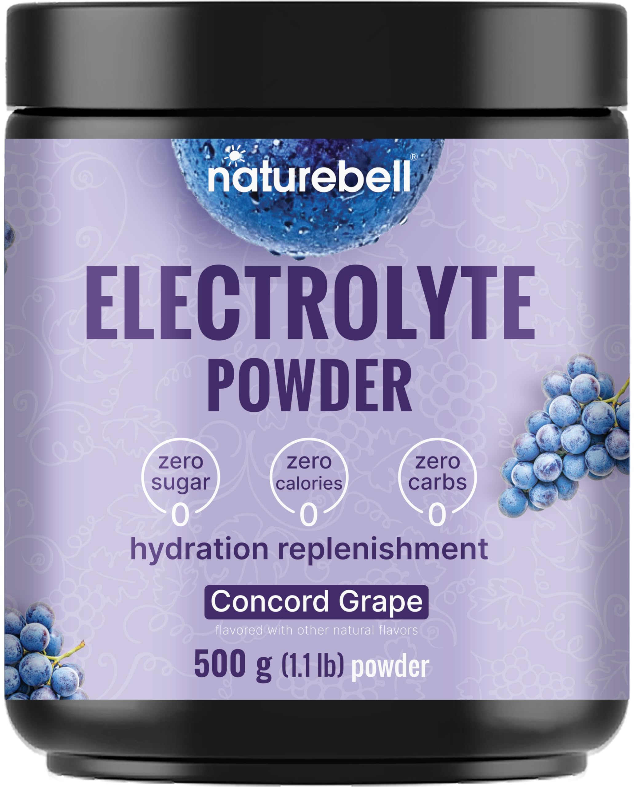 NatureBell Electrolytes Powder No Sugar, 500g (76 Servings) | Keto Fast Hydration Powder, Carnivore-Friendly Electrolyte – 1,000mg High Potassium, Minerals, NatureBell buy supplements canada