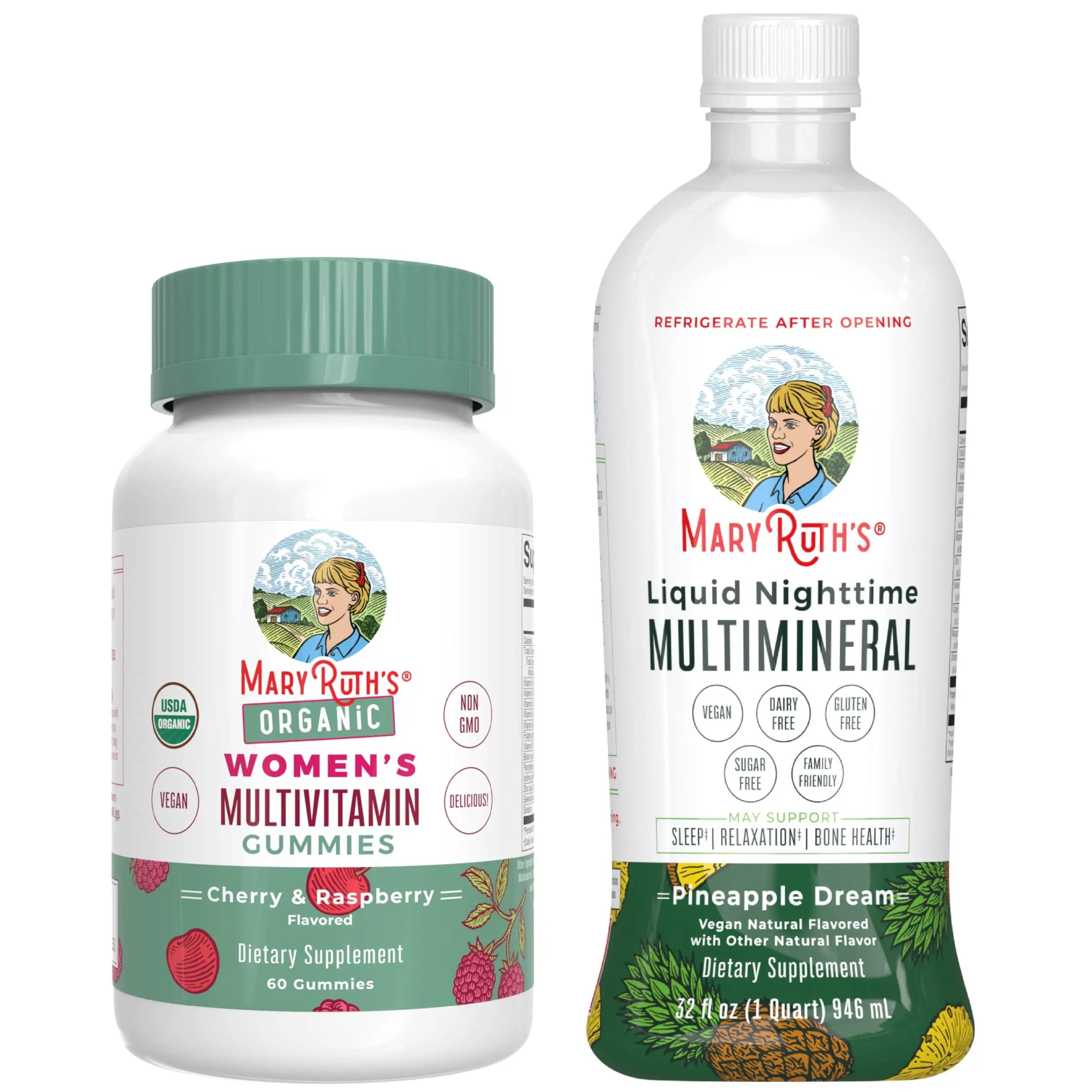 MaryRuth's Multivitamin Gummies for Women (Cherry & Raspberry) & Liquid Nighttime Multimineral (Pineapple) | Clean Label Project Verified MARYRUTH'S buy supplements canada