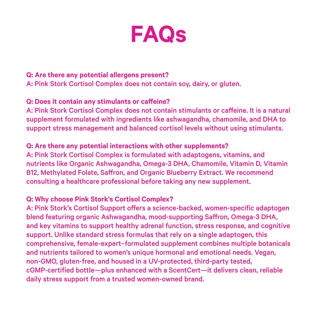 Pink Stork Cortisol Supplements for Women - Adaptogenic Adrenal Support & Hormone Balance with Organic Ashwagandha, Omega 3 DHA, Saffron, Multivitamins - Mood Support - 60 Count Pink Stork buy supplements canada