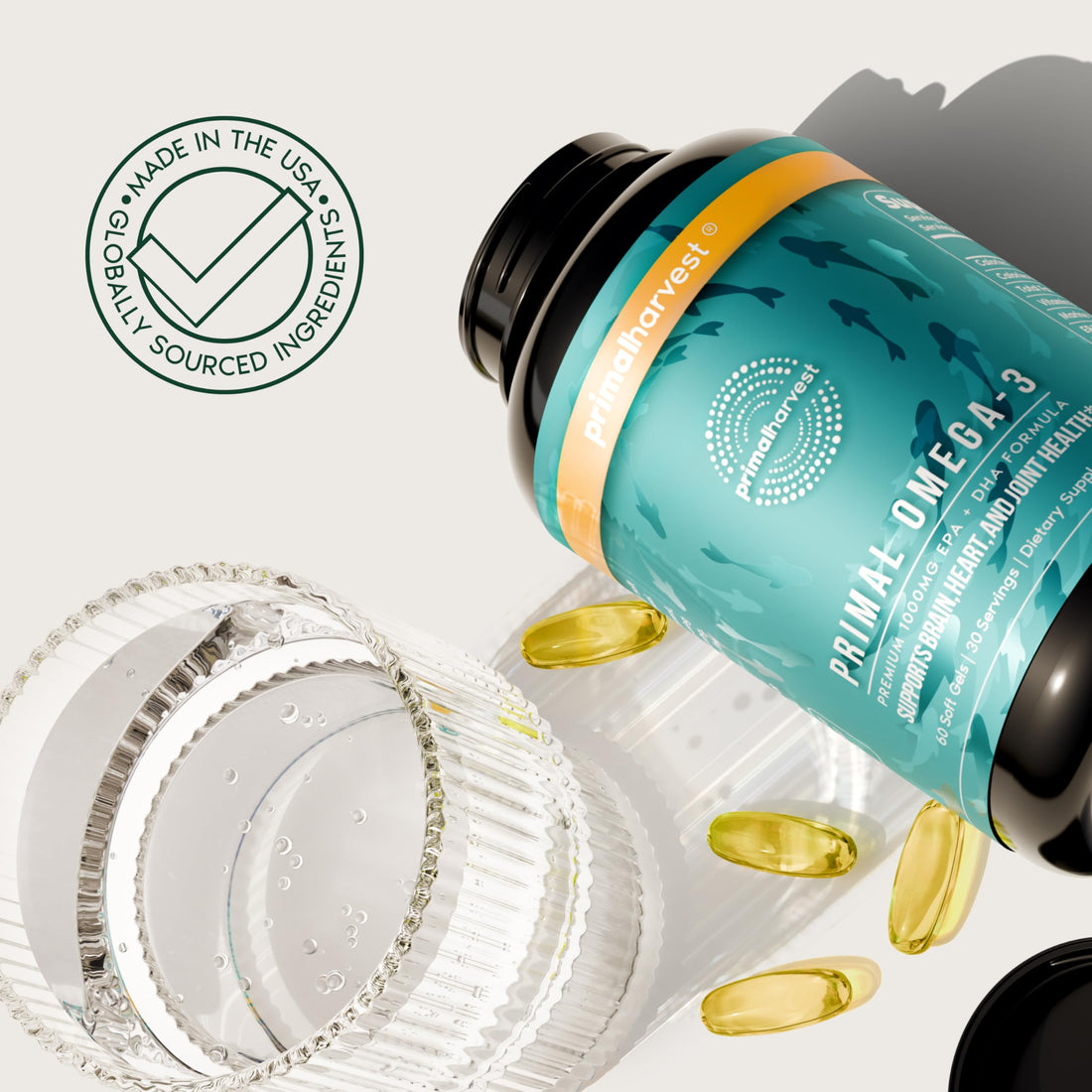 Primal Harvest Omega 3 Fish Oil Supplements, 30 Servings Soft Gels Capsules w/ 1000mg EPA + DHA Supplements Primal Harvest buy supplements canada