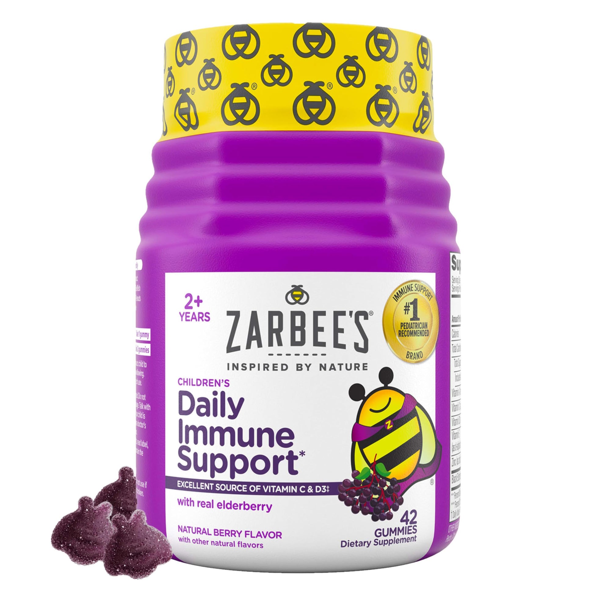 Zarbee’s Kids Elderberry Immune Support Supplement Gummies, Vitamins A C D3 E & Zinc, Elderberry Extract, Gluten & Gelatin Free Zarbee's buy supplements canada