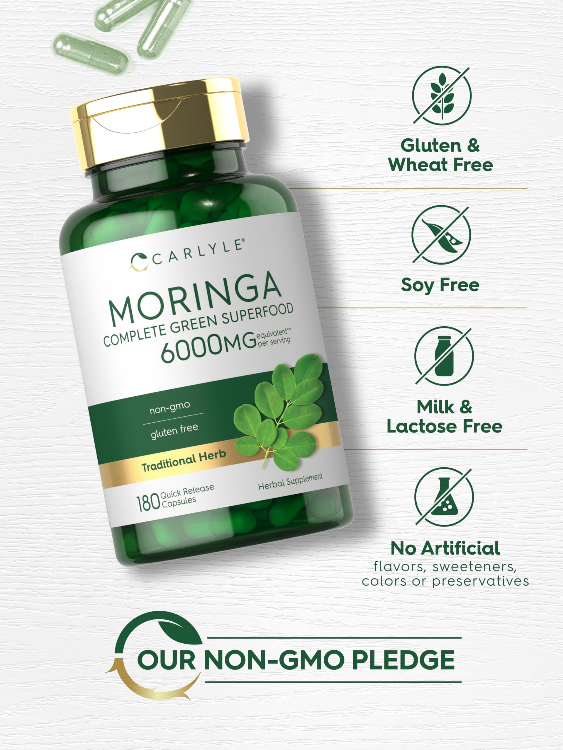 Carlyle Moringa Oleifera Supplement | 180 Capsules | Complete Green Superfood for Women and Men | Non-GMO and Gluten Free Carlyle buy supplements canada