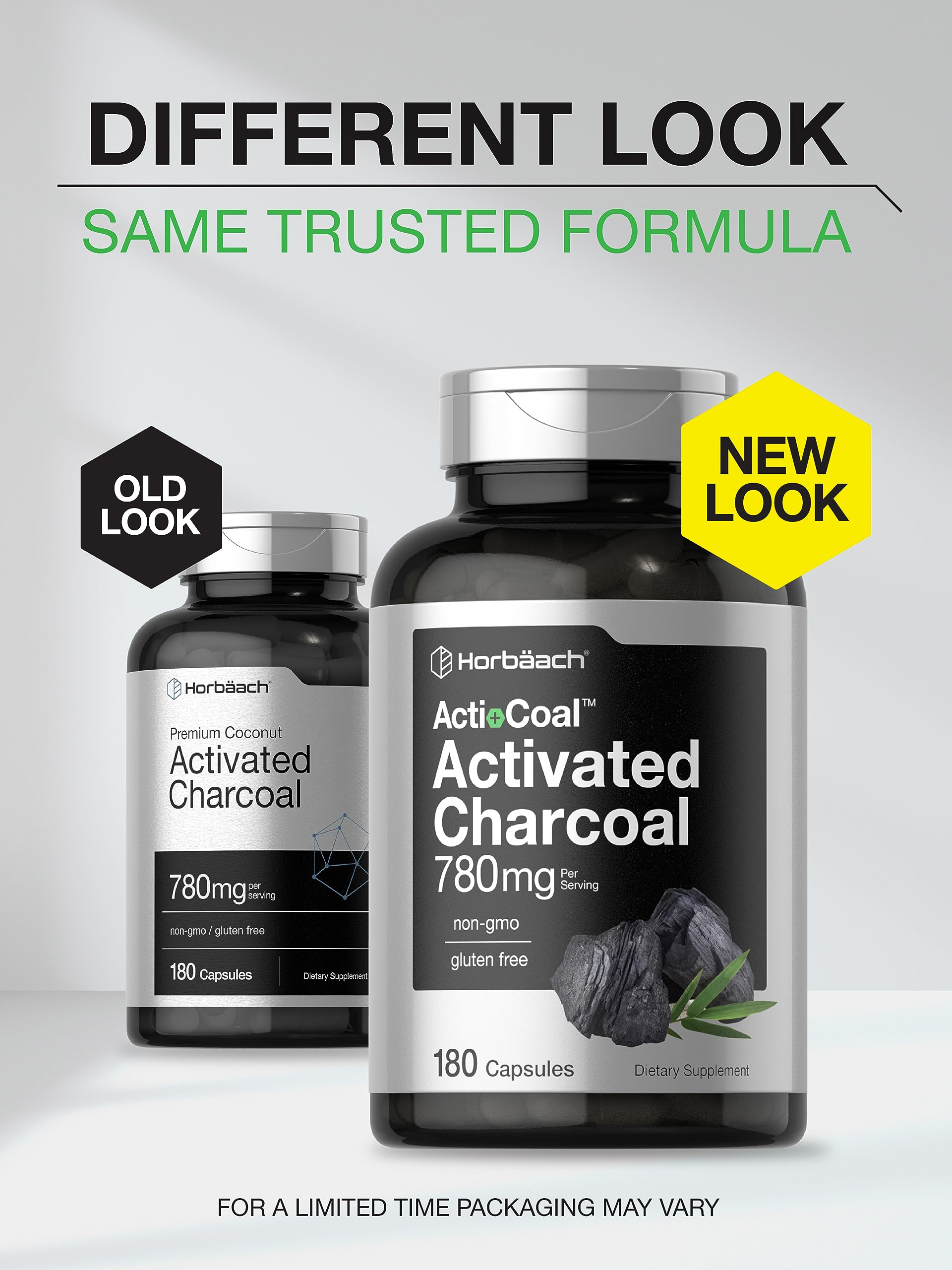 Charcoal Pills 780mg | 180 Capsules | Activated Charcoal from Coconut Shells | Non-GMO Horbäach buy supplements canada