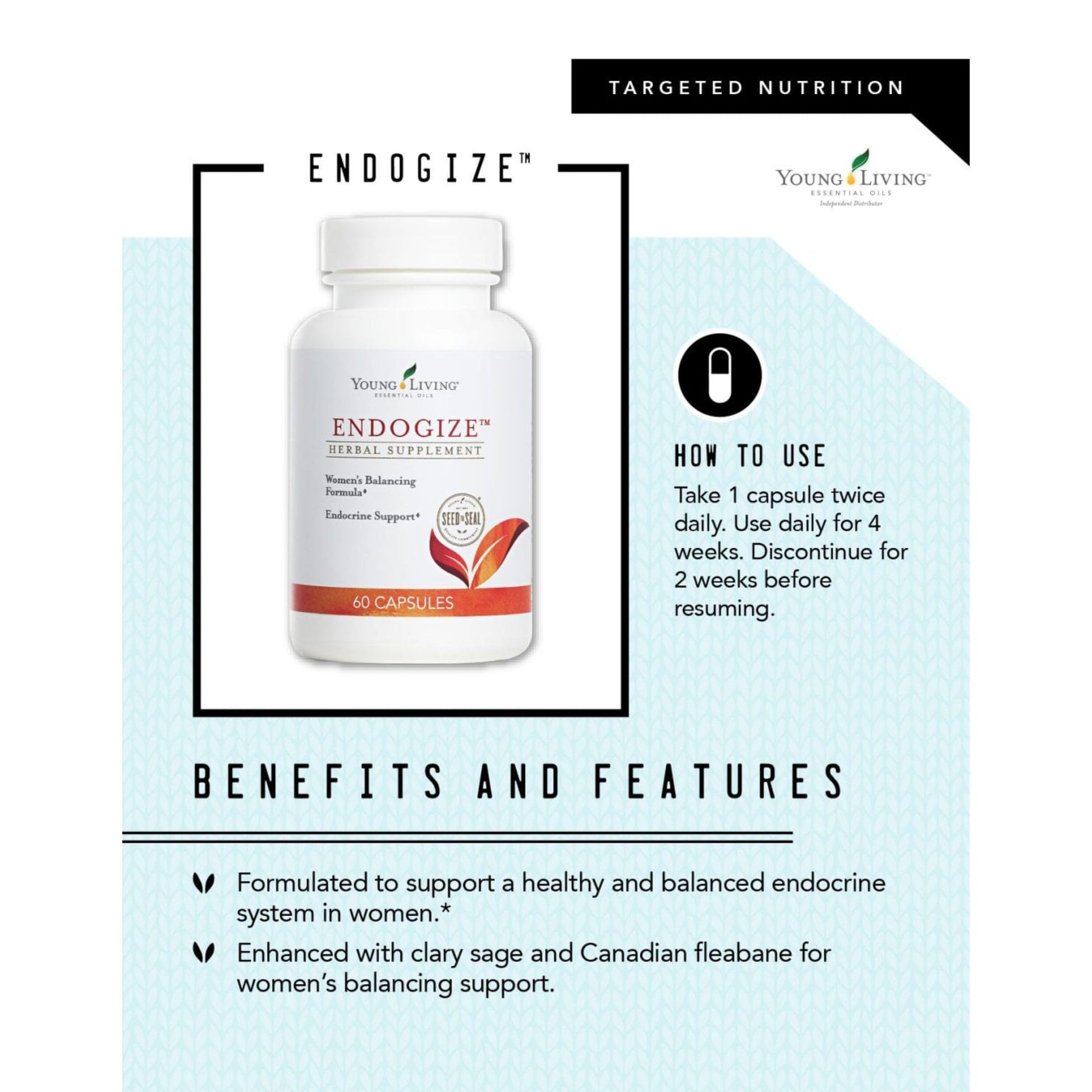 Young Living - EndoGize 60 Capsules | Hormonal Health & Endocrine System Support with Essential Oils | Daily Herbal Supplement for Women's Wellness & Balancing Formula Young Living buy supplements canada