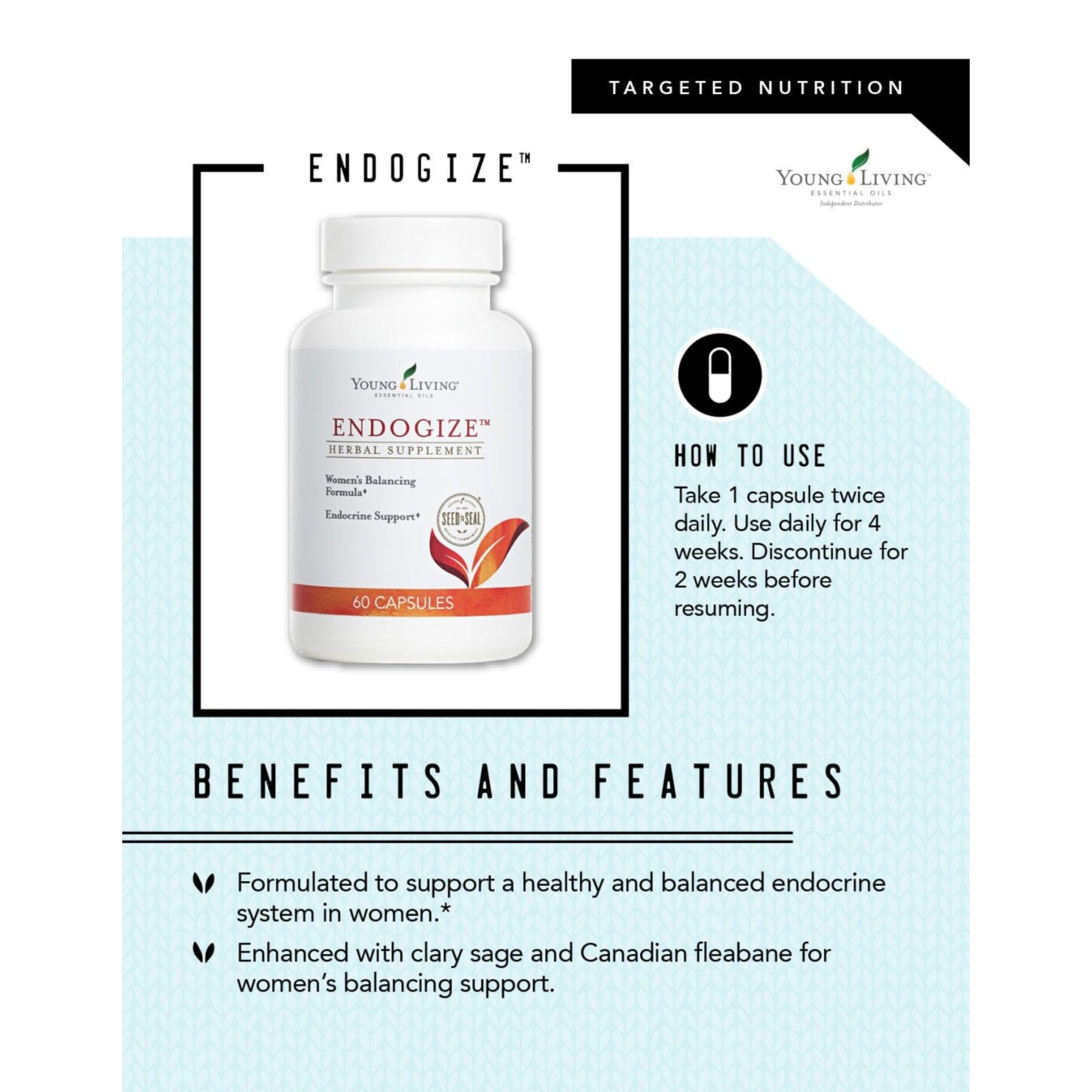 Young Living - EndoGize 60 Capsules | Hormonal Health & Endocrine System Support with Essential Oils | Daily Herbal Supplement for Women's Wellness & Balancing Formula Young Living buy supplements canada