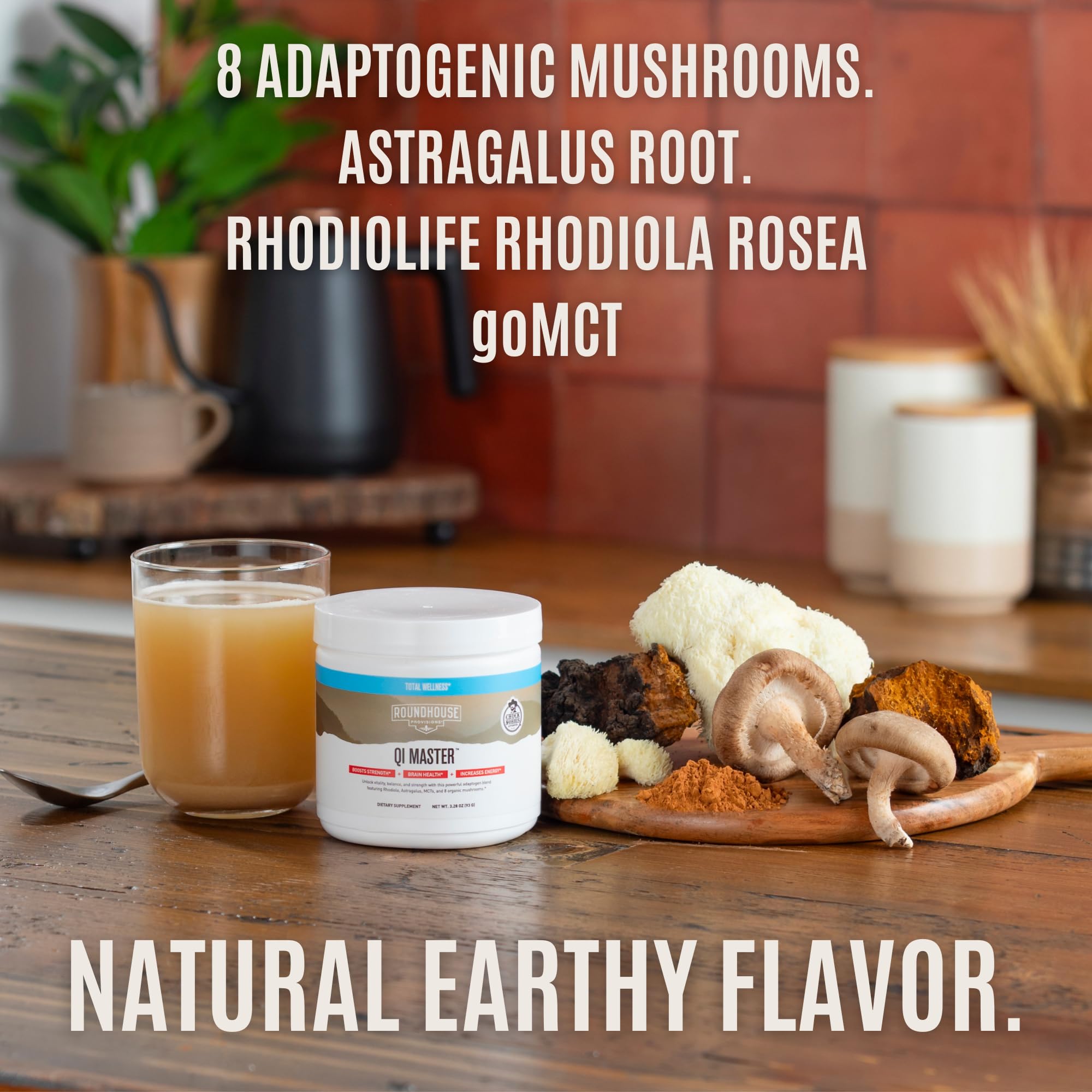 ROUNDHOUSE PROVISION Qi Master Adaptogen Blend, Earthy Mushroom Flavor with Astragalus Root, Rhodiolife Extract, MCT, 8 Organic Mushrooms (30 Scoops) by Chuck Norris ROUNDHOUSE PROVISION buy supplements canada