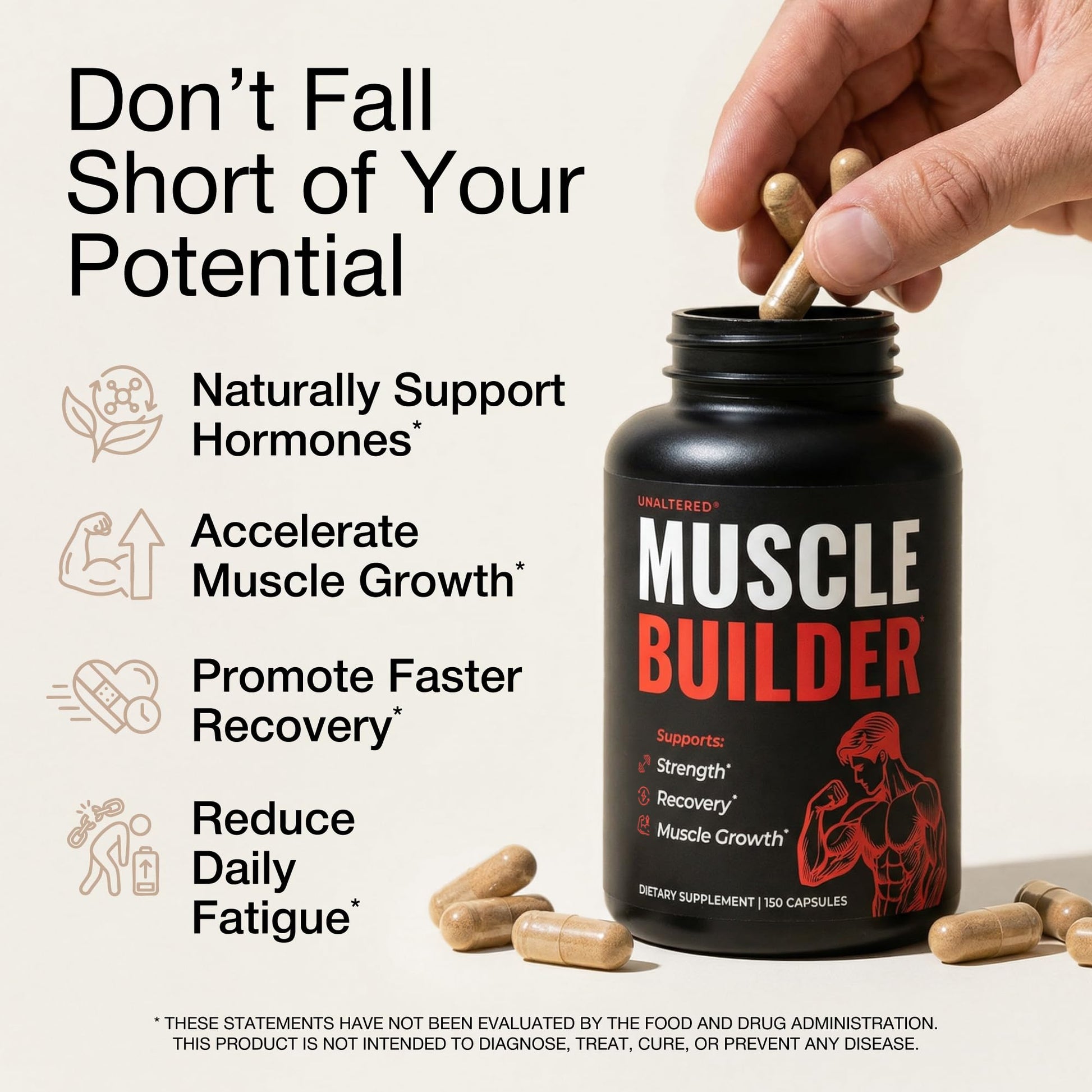 UNALTERED Anabolic Muscle Builder for Men - Growth, Size, Strength - Natural Muscle Building Supplement & Energy Booster - Tribulus Terrestris, Ginseng, Vitamin D3, Ashwagandha - 150 Capsules UNALTERED buy supplements canada