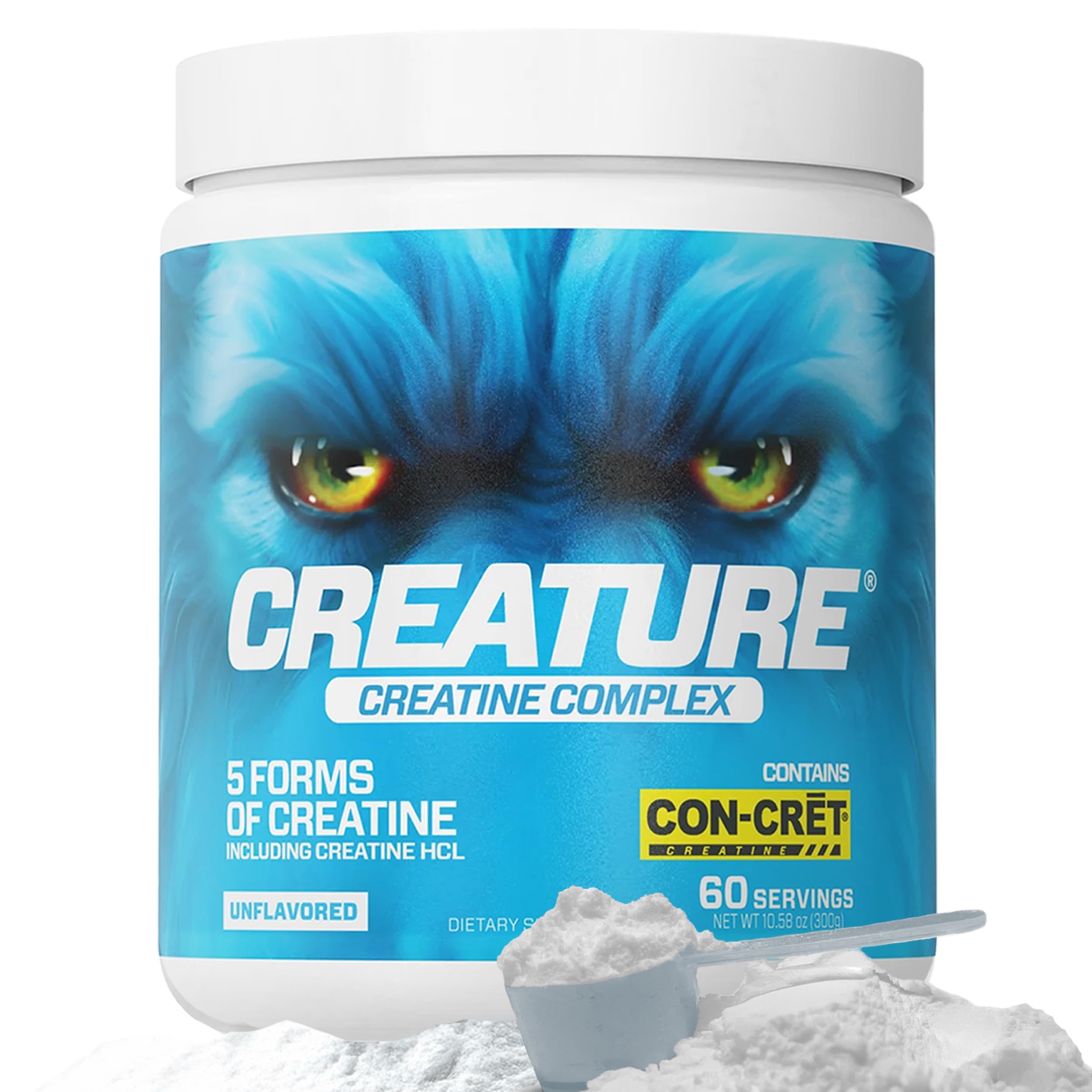 CREATURE® Creatine Complex - Creatine Monohydrate Powder with 5 Types of Creatine Including Con-Crēt® Creatine HCL, Promotes Muscle, Strength, Endurance, Brain Health, Unflavored, 300g 60 Servings CREATURE buy supplements canada
