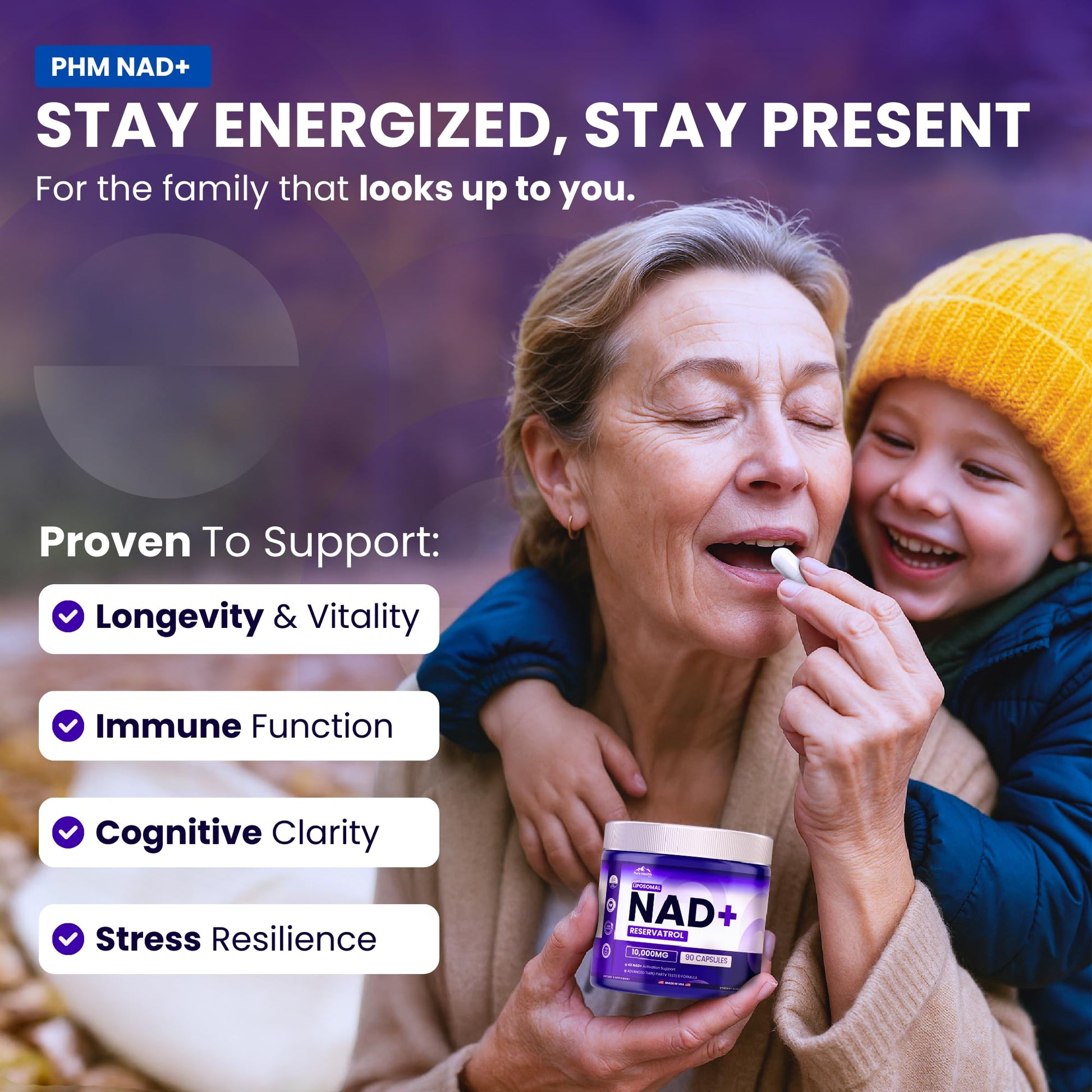 PURE HEALTH MAX PHM NAD Resveratrol Supplement - 10,000MG Extra Strength | NAD+ Liposomal Supplements for Men and Women | NMN & NMNH Alternative | 90 Capsules, 1.5 Months Supply PURE HEALTH MAX buy supplements canada