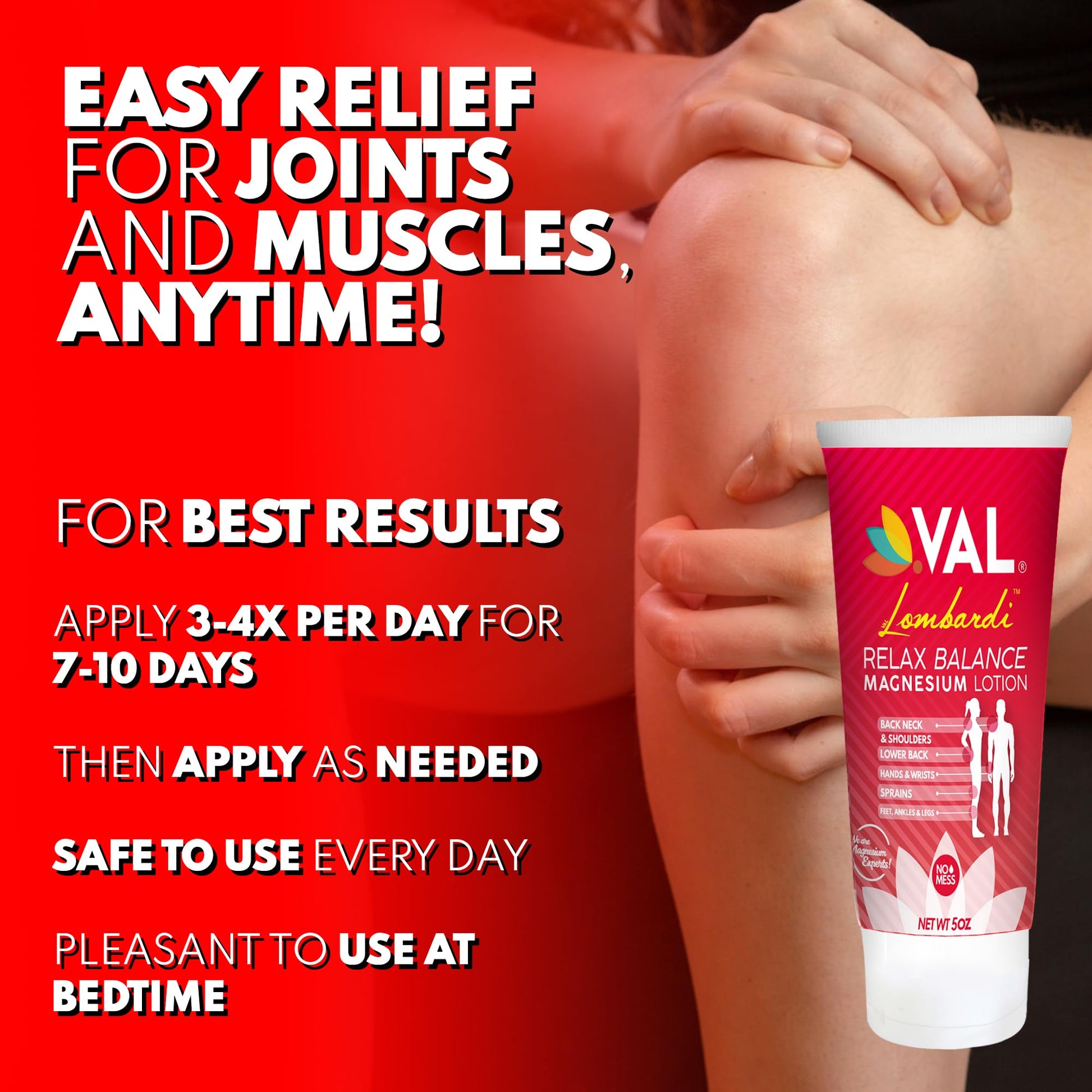 VAL Lombardi Relax Balance Magnesium Lotion | Arnica, Camphor & Menthol | Fast Relief for Joints, Muscles, Back, Shoulders, Feet | Non-Greasy | 5oz VAL buy supplements canada