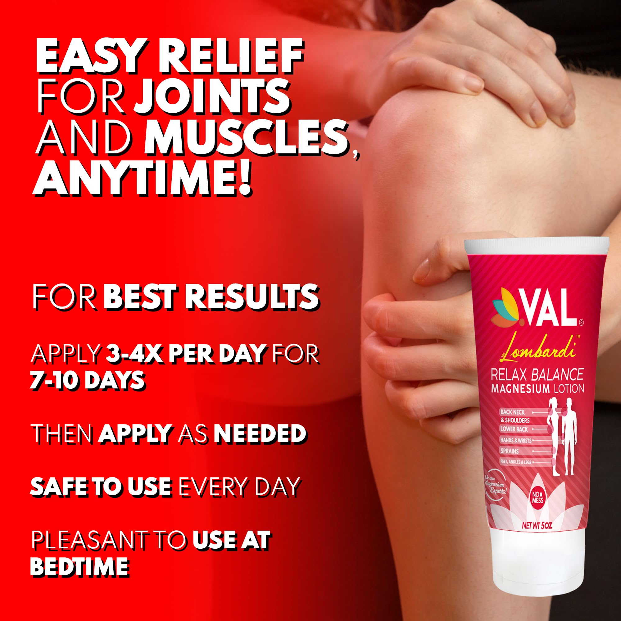 VAL Lombardi Relax Balance Magnesium Lotion | Arnica, Camphor & Menthol | Fast Relief for Joints, Muscles, Back, Shoulders, Feet | Non-Greasy | 5oz VAL buy supplements canada