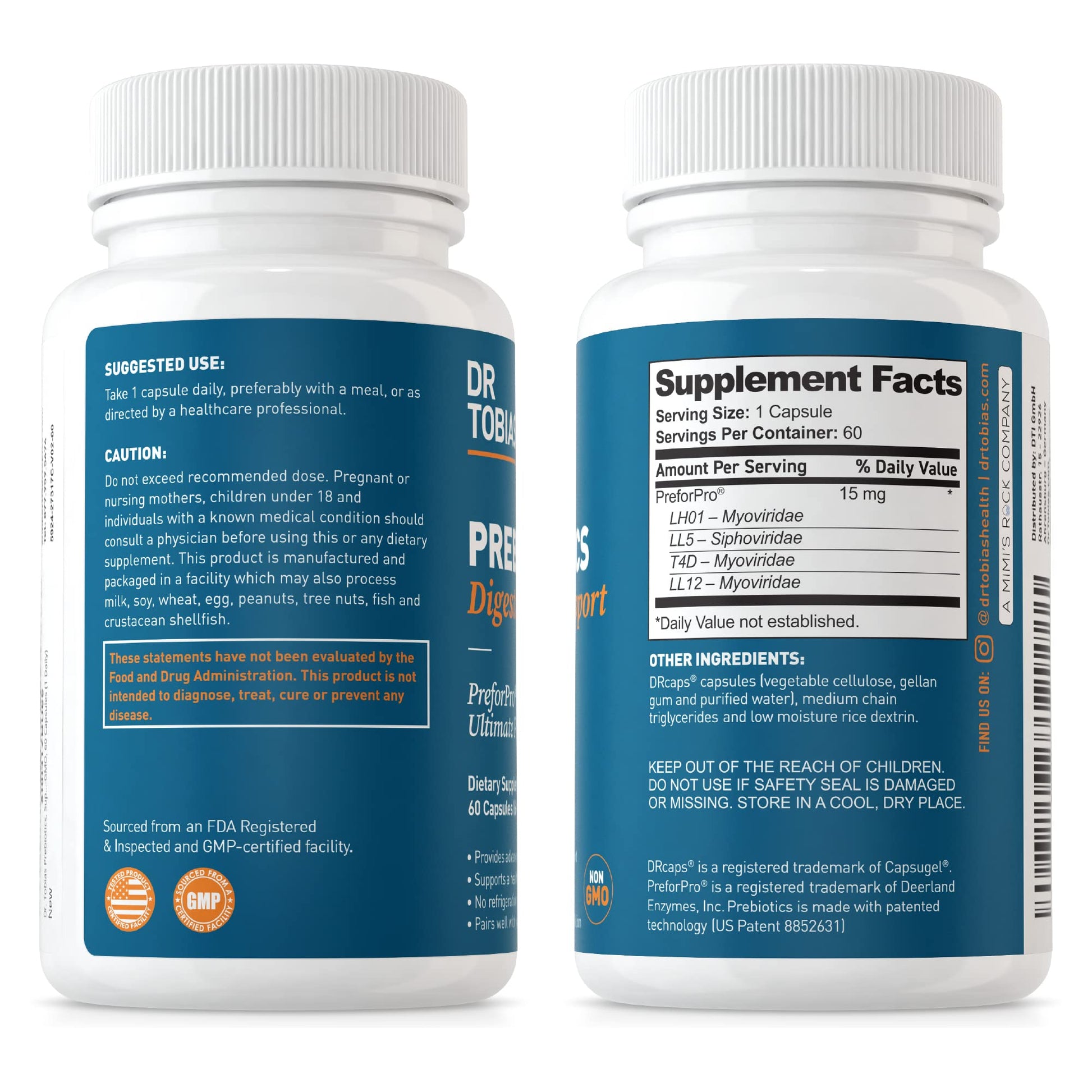 Dr. Tobias Prebiotics, Supports Digestion & Gut Health, Feed Good Probiotic Bacteria Dr. Tobias buy supplements canada