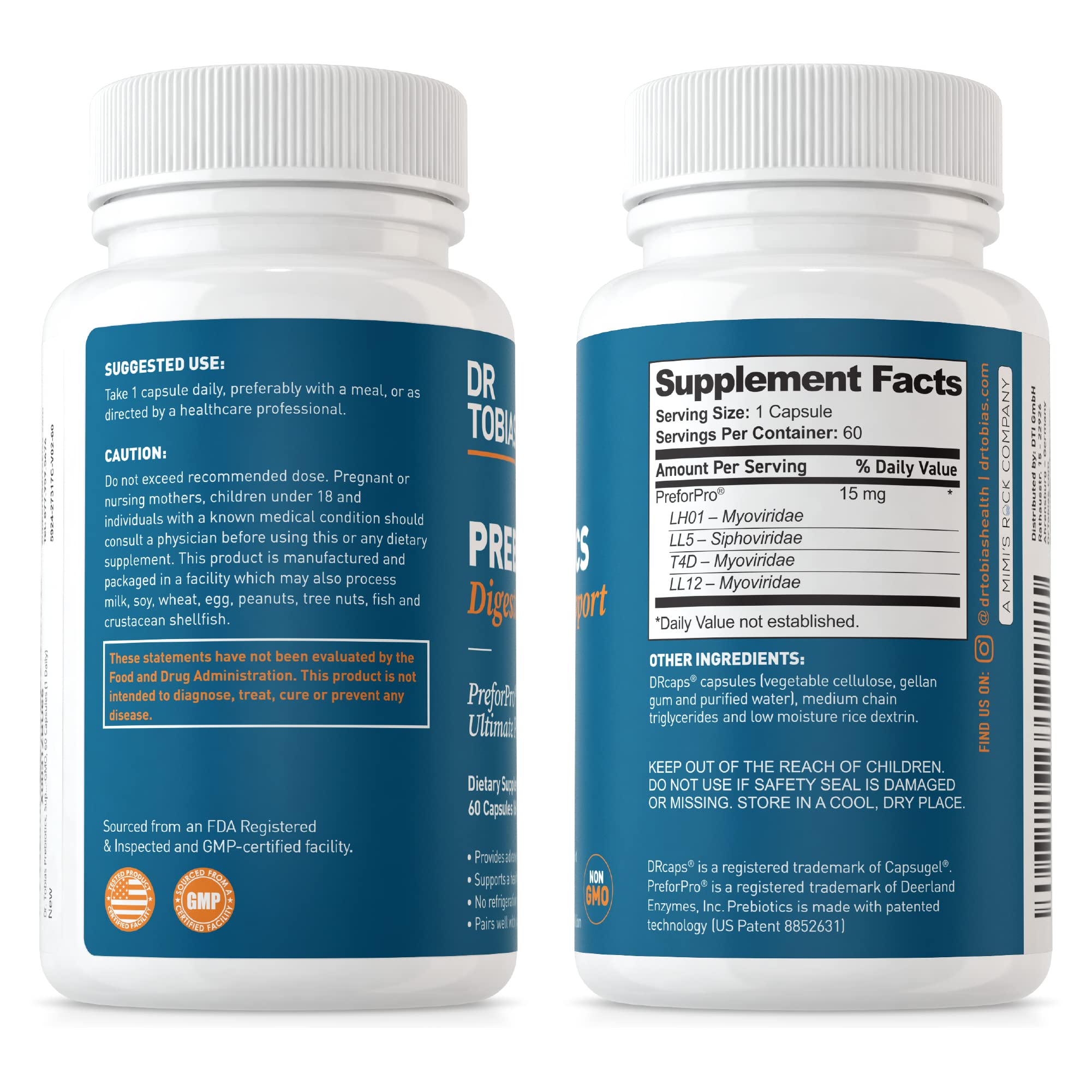 Dr. Tobias Prebiotics, Supports Digestion & Gut Health, Feed Good Probiotic Bacteria Dr. Tobias buy supplements canada