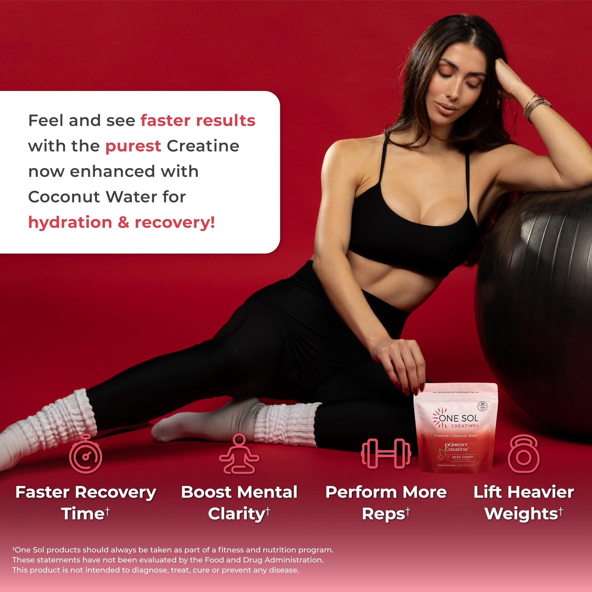 One Sol Creatine for Women, All Natural Women's Creatine Powder w Pure Creatine & Coconut Water, Increase Lean Muscle Mass, Reduce Recovery Time, Promote Brain & Bone Health (Sour Cherry, 60 Servings) One Sol buy supplements canada