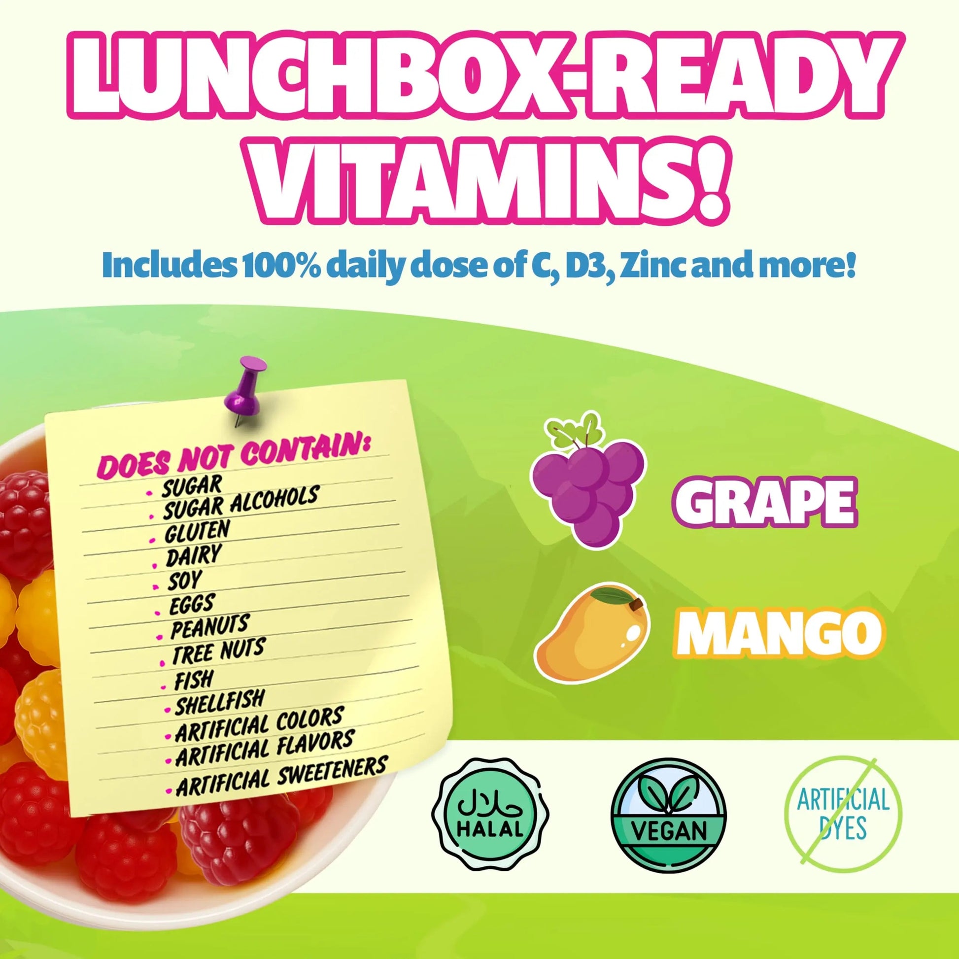 Kids Daily Multivitamin - Healthy Snacks For Kids – No Sugar, No Dyes, Monk Fruit Sweetened, Vegan, Gluten-Free- 100% Daily Value of Vitamins C, D3, Zinc Jelly.Boo buy supplements canada