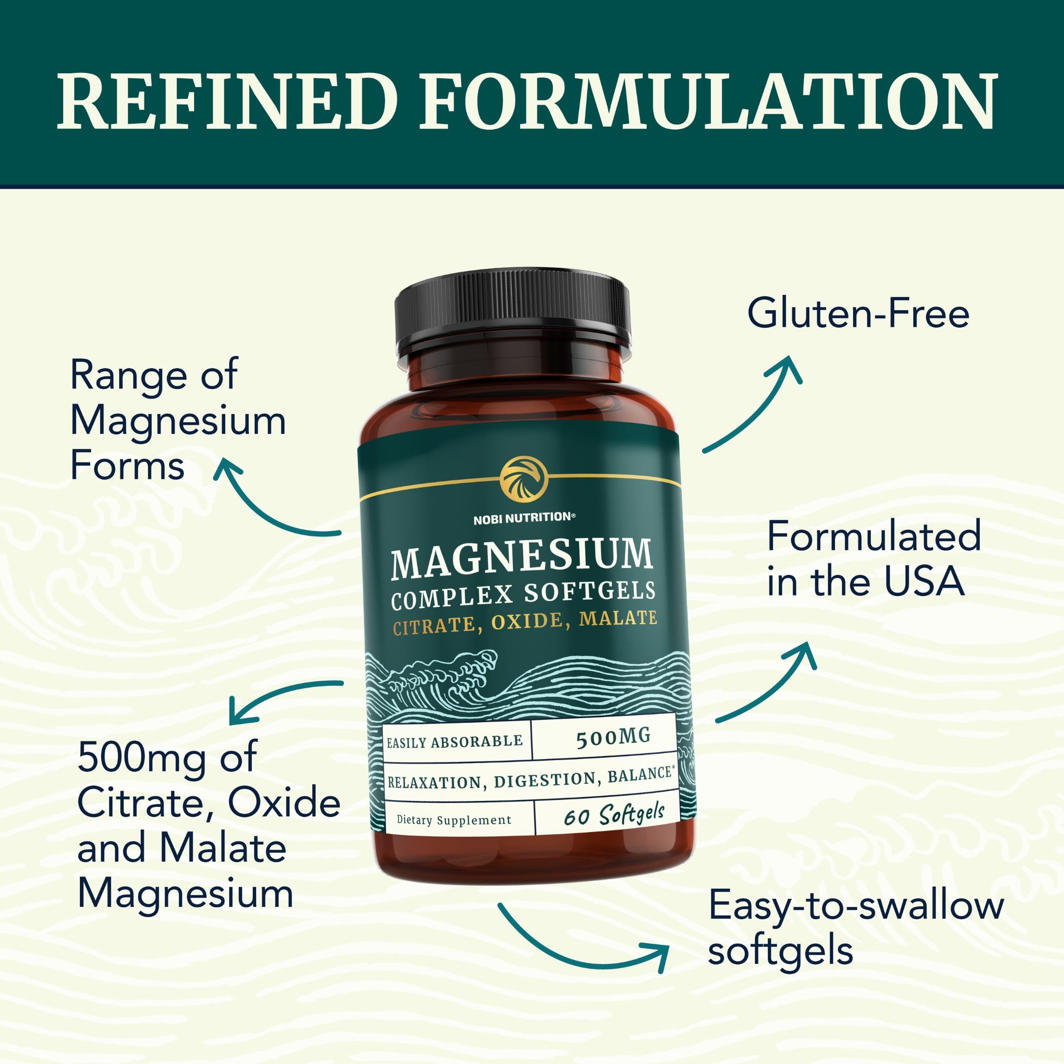Triple Magnesium Softgels | Citrate, Malate, & Oxide | Highly Absorbable Magnesium Nobi Nutrition buy supplements canada