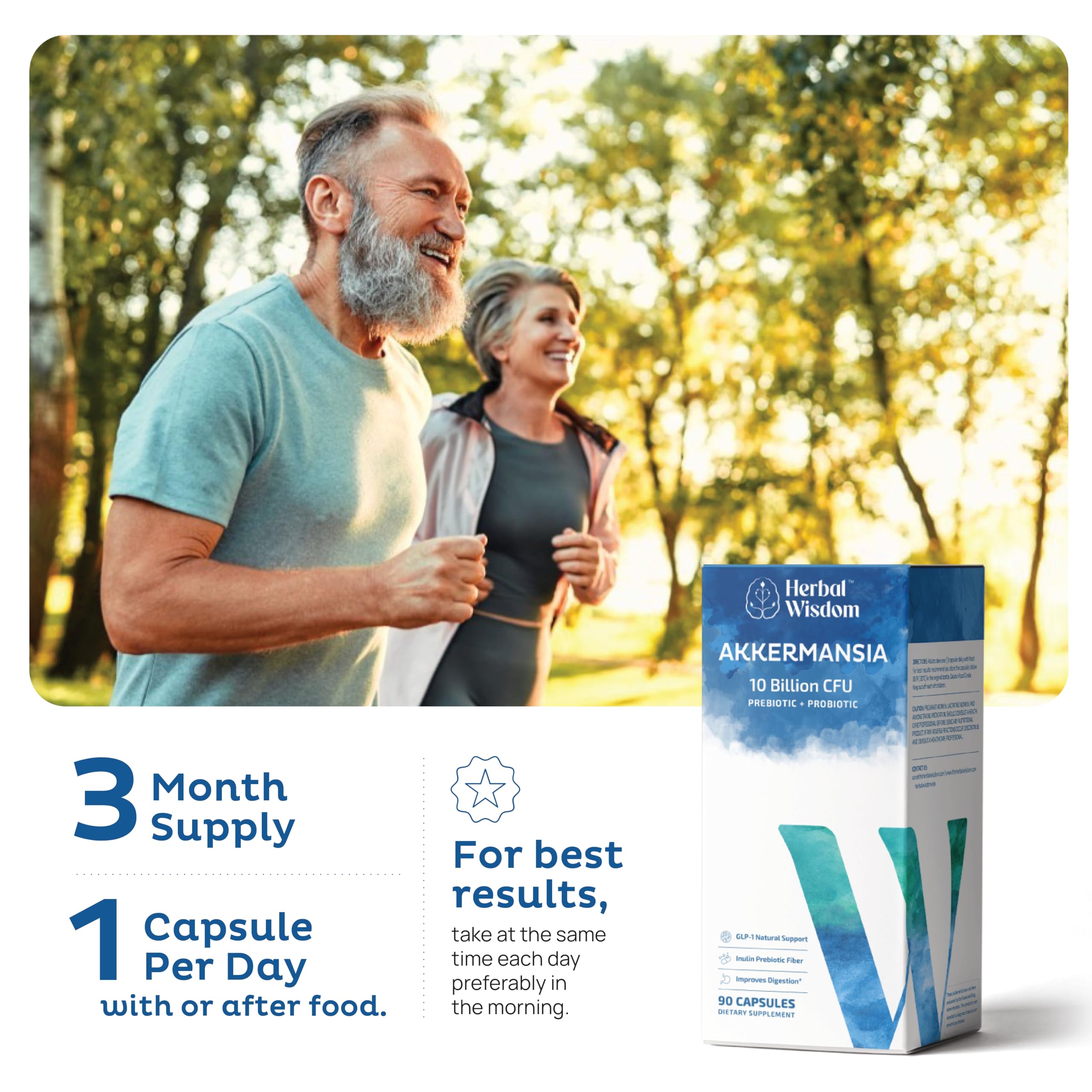 Herbal Wisdom Akkermansia Probiotic 10 Billion CFU - Advanced Support, Probiotic+Prebiotic | for Gut & Metabolism Support - No Bloating | with Inulin & Triphala Herbal Wisdom buy supplements canada