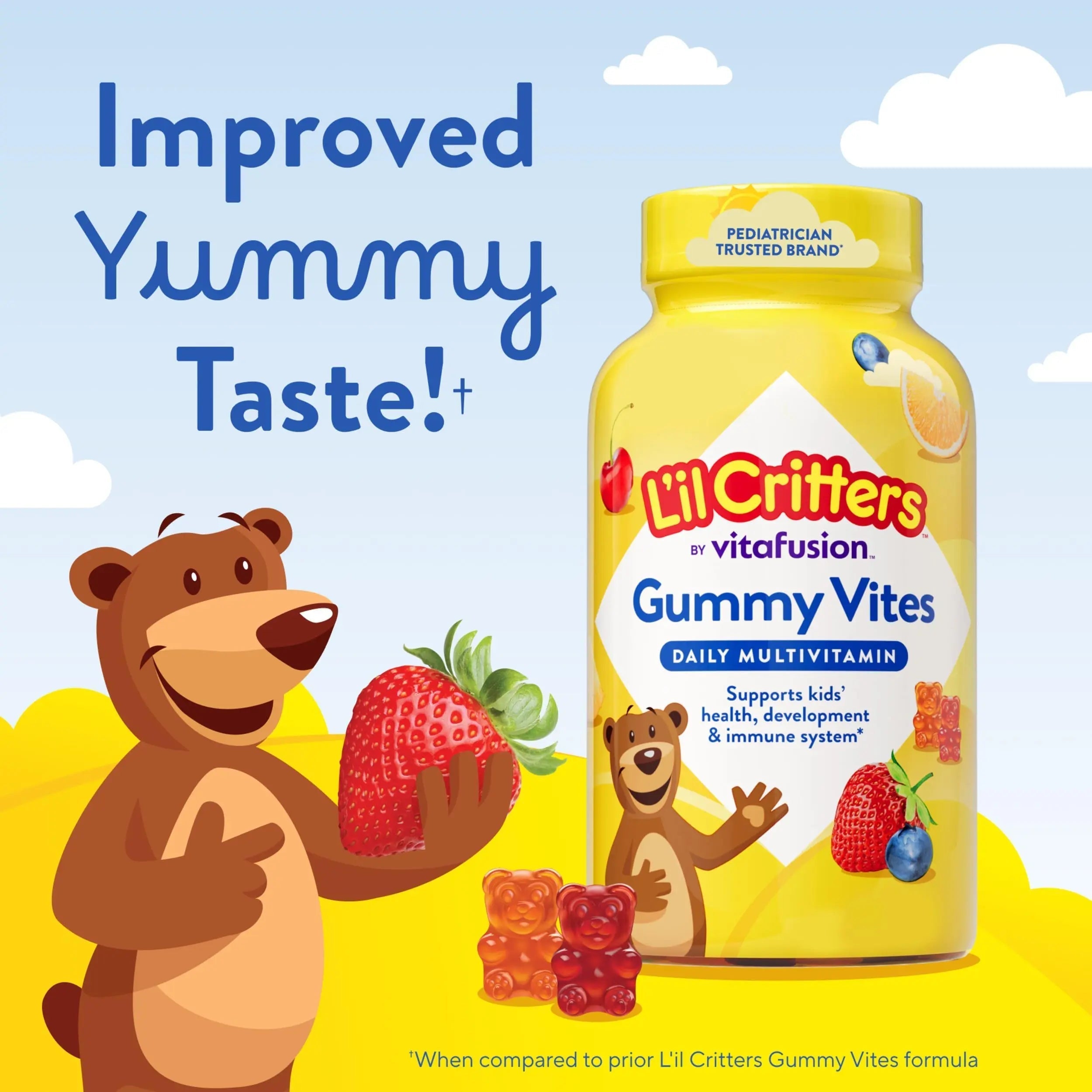 L’il Critters Gummy Vites Daily Gummy Multivitamin for Kids, Vitamin C, D3 for Immune Support Cherry, Strawberry, Orange Lil Critters buy supplements canada