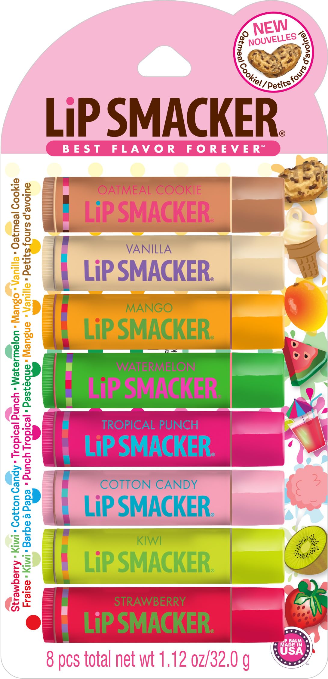 Lip Smacker Original & Best Holiday Flavored Lip Balm Party Pack, Oatmeal Cookie, Vanilla, Mango, Watermelon, Tropical Punch, Cotton Candy, Kiwi, Strawberry, Clear Lip Smacker buy supplements canada