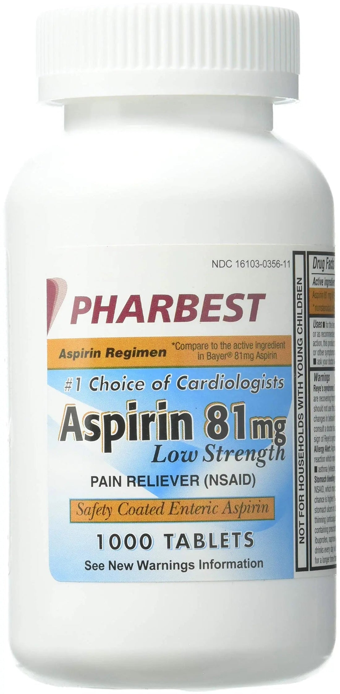 PHARBEST Aspirin 81mg - 1000 Tablets PHARBEST buy supplements canada