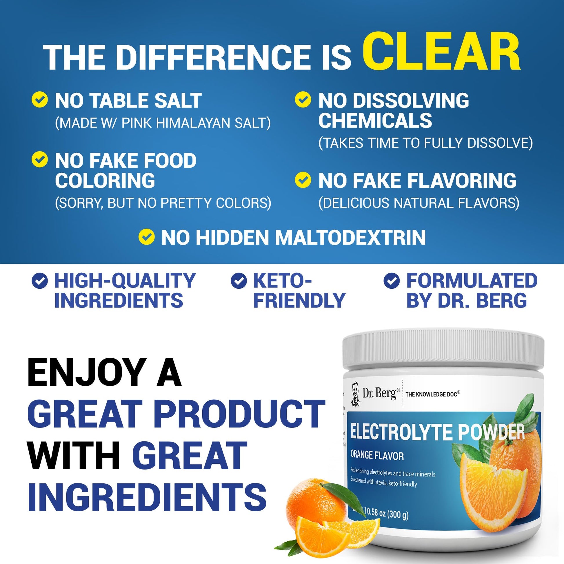 Dr. Berg Zero Sugar Hydration Keto Electrolyte Powder - Enhanced w/ 1000 mg of Potassium & Real Pink Himalayan Salt (NOT Table Salt) - Orange Flavor Hydration Drink Mix Supplement - 50 Servings Dr. Berg Nutritionals buy supplements canada