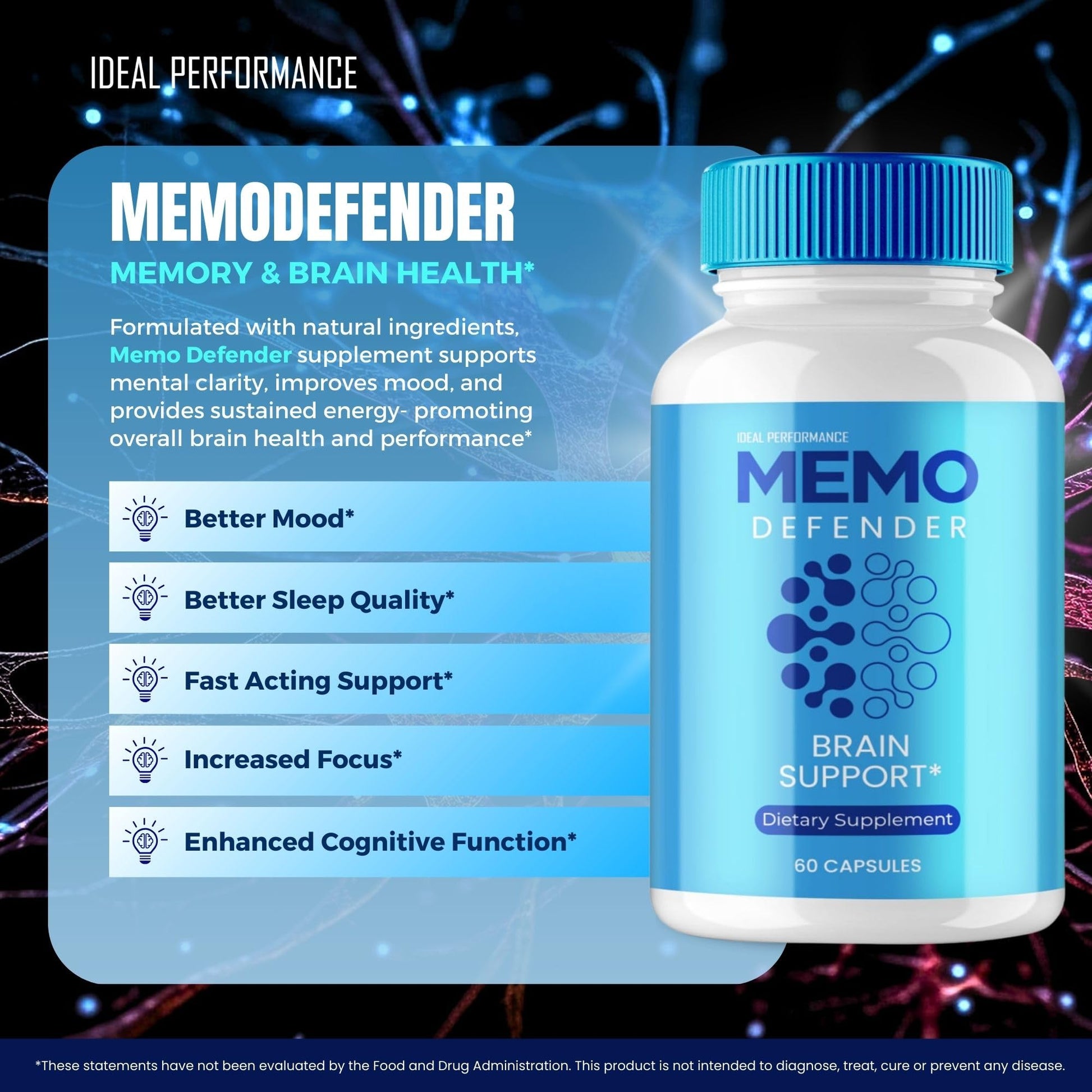 Memo Defender Brain and Memory Support Capsules, Memo Defender for Memory Supplement Pills, Advanced Formula Nootropic Pills for Brain Health Support, MemoDefender Health Blend Reviews (2 Pack) IDEAL PERFORMANCE buy supplements canada
