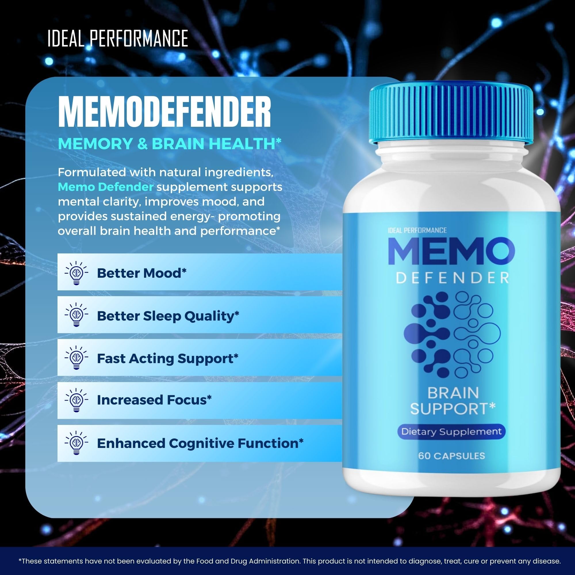Memo Defender Brain and Memory Support Capsules, Memo Defender for Memory Supplement Pills, Advanced Formula Nootropic Pills for Brain Health Support, MemoDefender Health Blend Reviews (2 Pack) IDEAL PERFORMANCE buy supplements canada