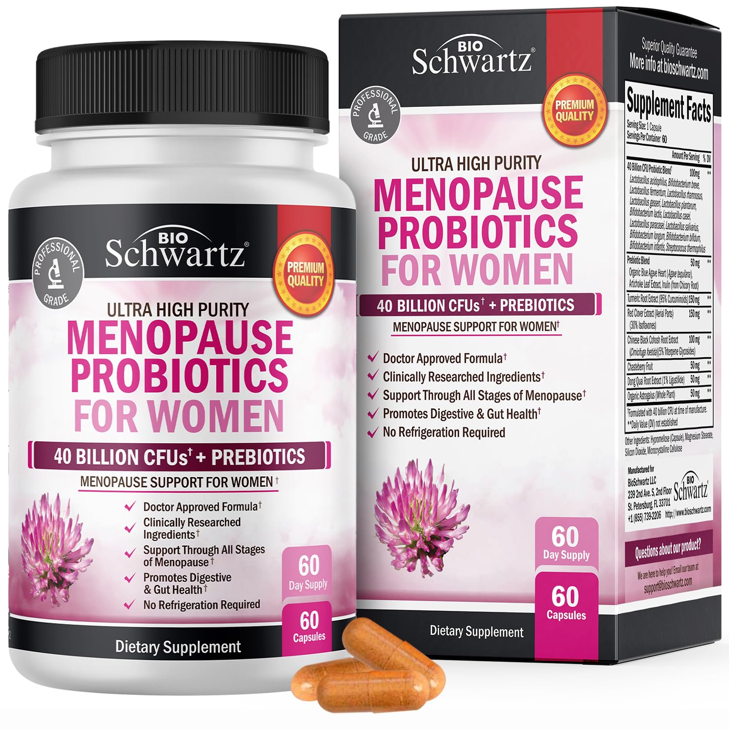 Menopause Support Probiotics for Women - Unique Menopause Relief for Hot Flashes BioSchwartz buy supplements canada