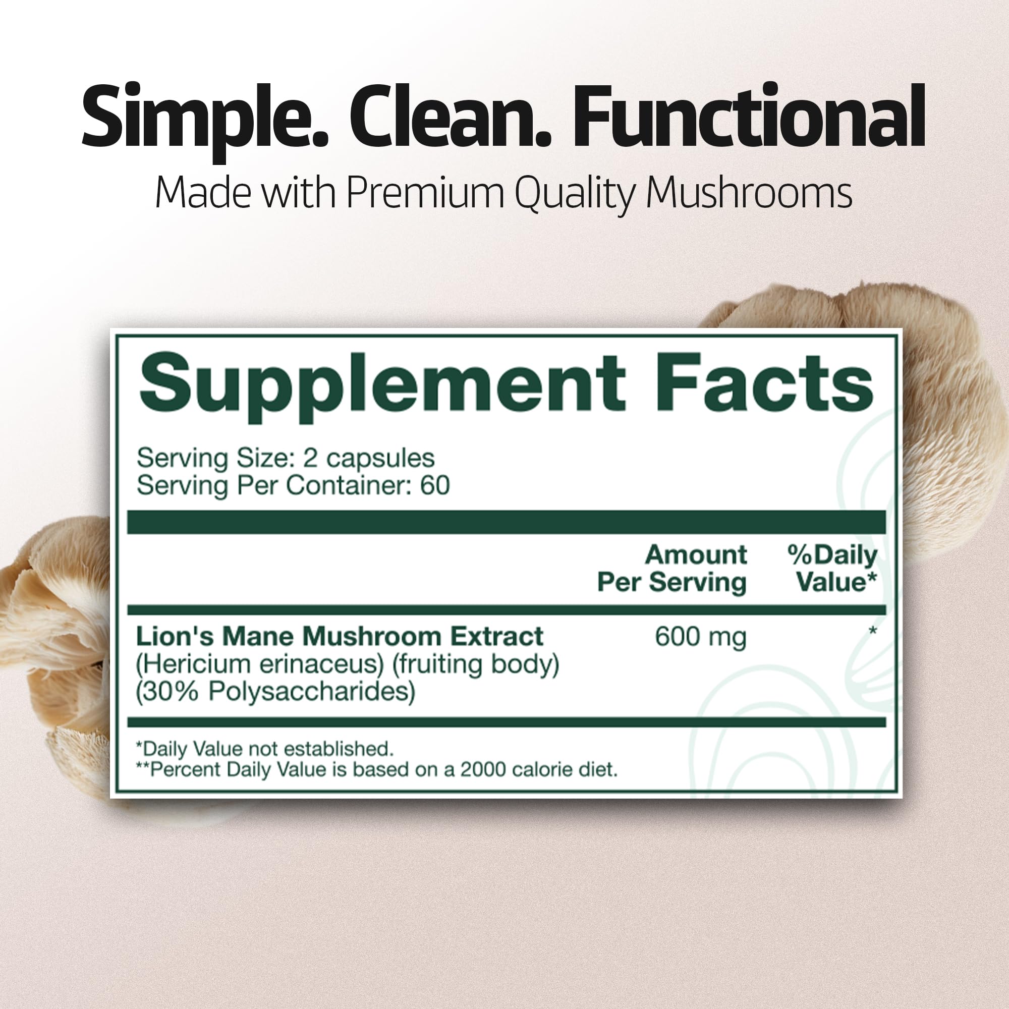 Energized Lions Mane Supplement Capsules (120ct),Brain Supplements for Memory and Focus, Nootropic for Brain Fog Relief Made in USA,30% Polysaccharides,Natural Brain Health Support Elevia Wellness buy supplements canada
