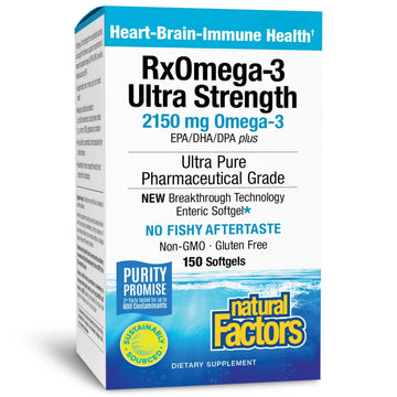 Natural Factors RxOmega-3 Ultra Strength - Brain & Heart Health Support - Eye Health Supplement with EPA & DHA - Supplement with Omega-3 Fatty Acids - 150 Softgels (75 Servings) Natural Factors buy supplements canada