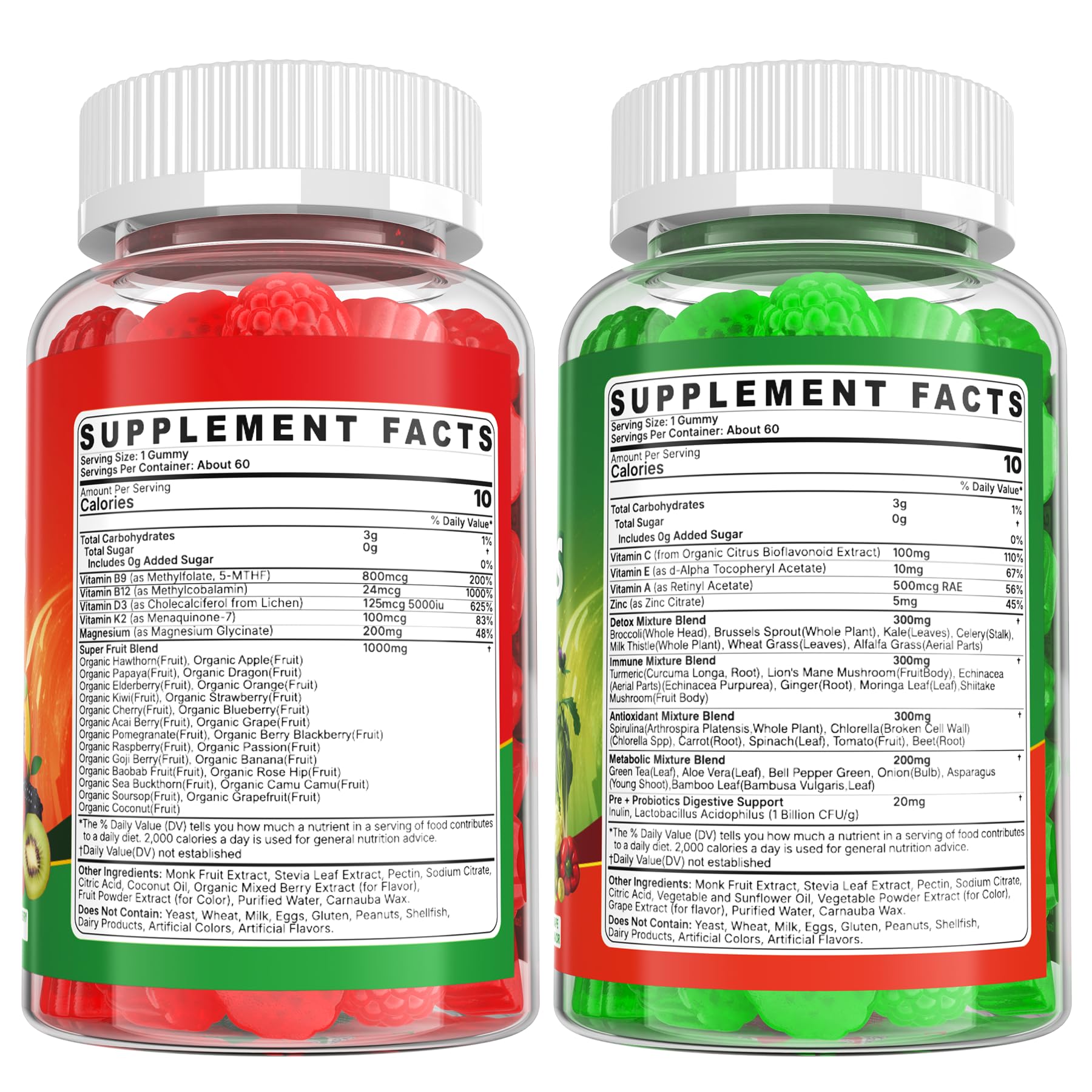 Super Greens Gummies, Daily Green Superfood Supplement w/Spirulina, Chlorella, Mushrooms, Probiotics, Multivitamins, 50+ Super Greens & Veggies Gummies to Boost Immunity, Energy & Gut Health, 120cts EnvyCure buy supplements canada