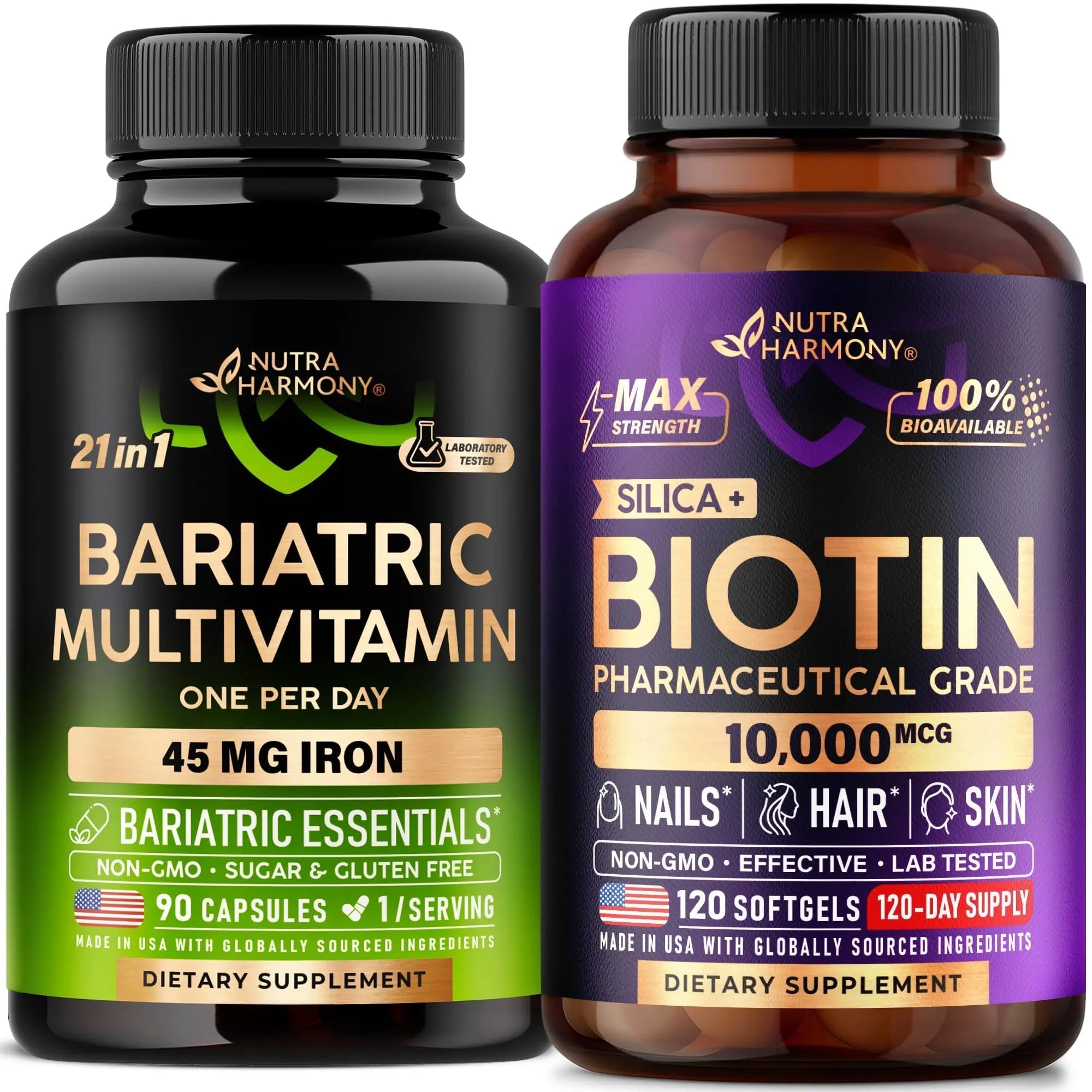 Bariatric Multivitamin Capsules & Biotin with Silicon Softgels NUTRAHARMONY buy supplements canada