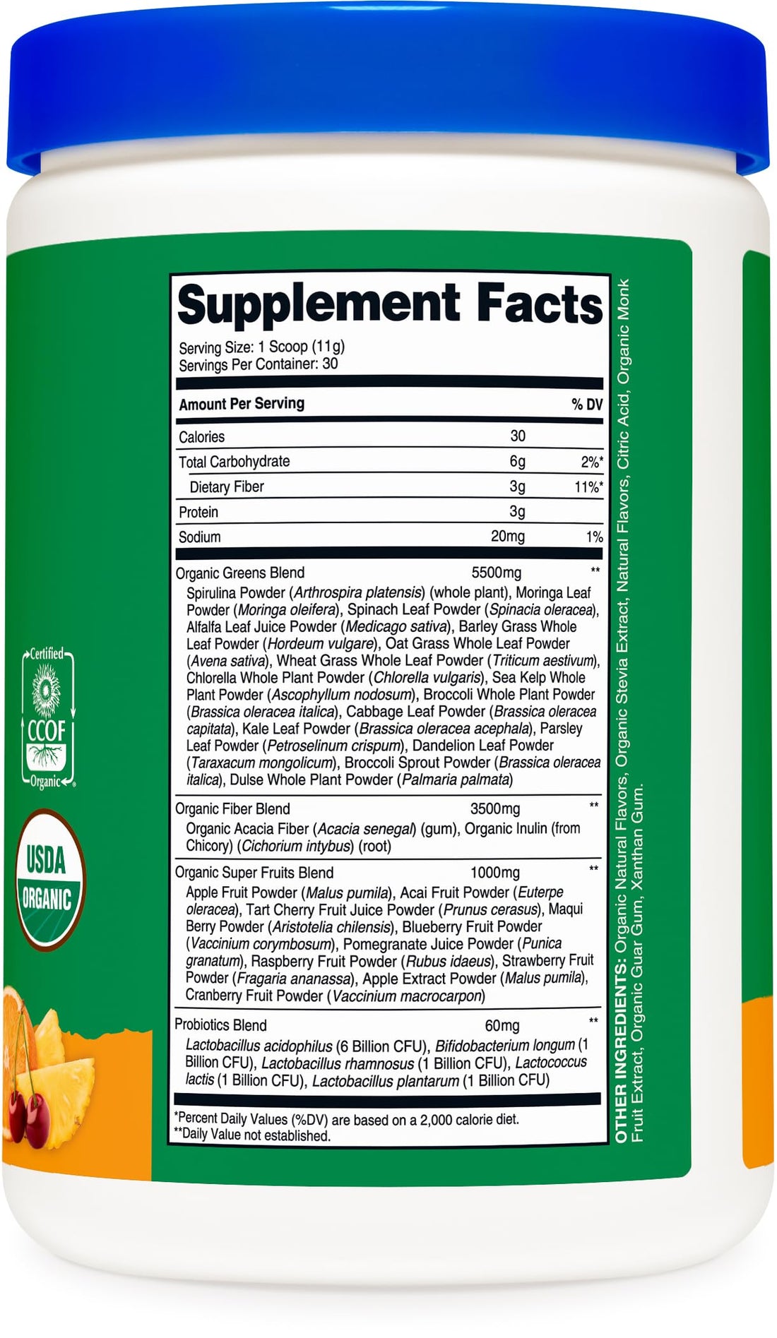 Nutricost Organic Super Greens Powder (30 Servings) Orange Sunrise Flavor - Superfood Supplement Drink Mix Nutricost buy supplements canada