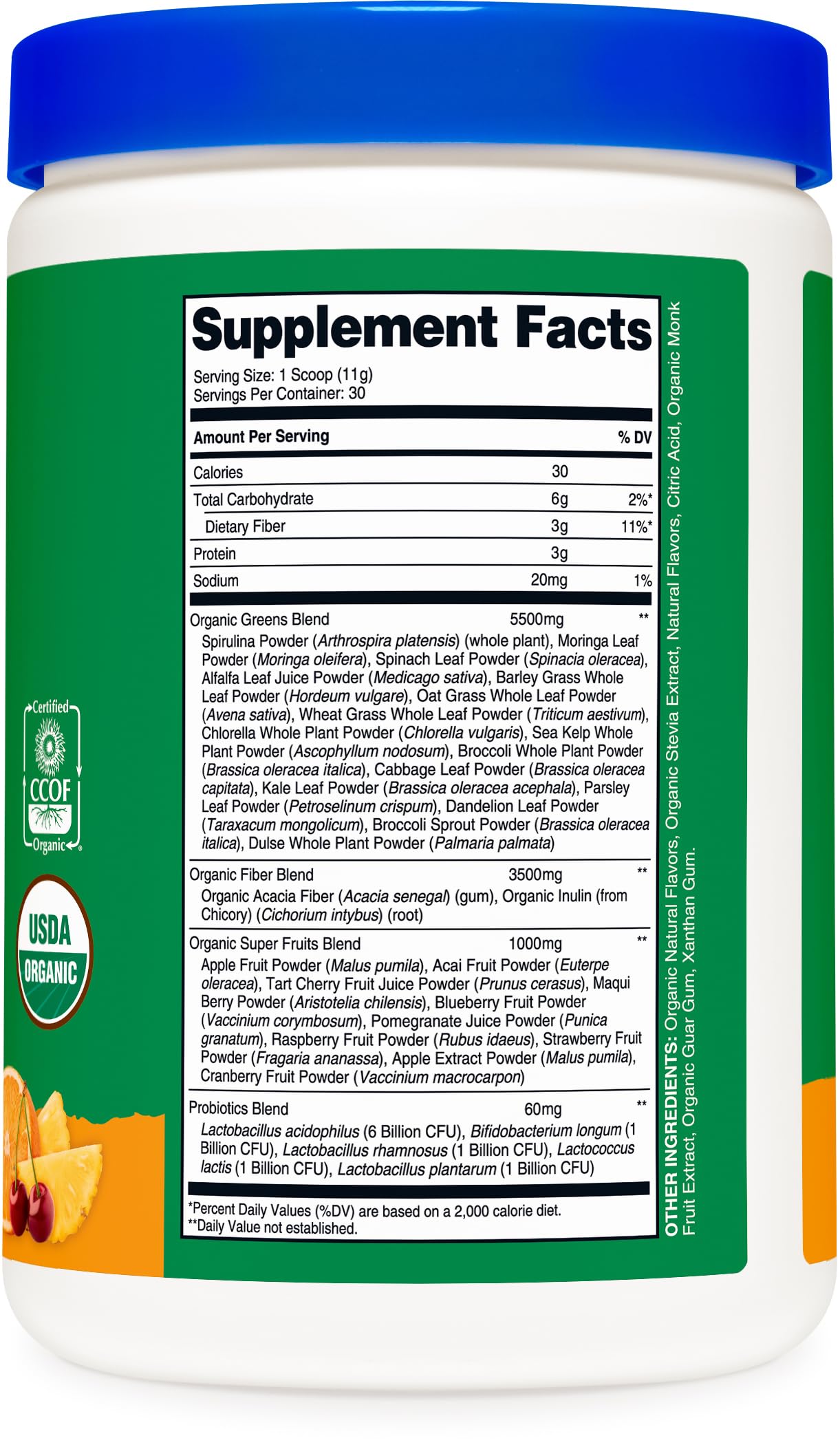 Nutricost Organic Super Greens Powder (30 Servings) Orange Sunrise Flavor - Superfood Supplement Drink Mix Nutricost buy supplements canada