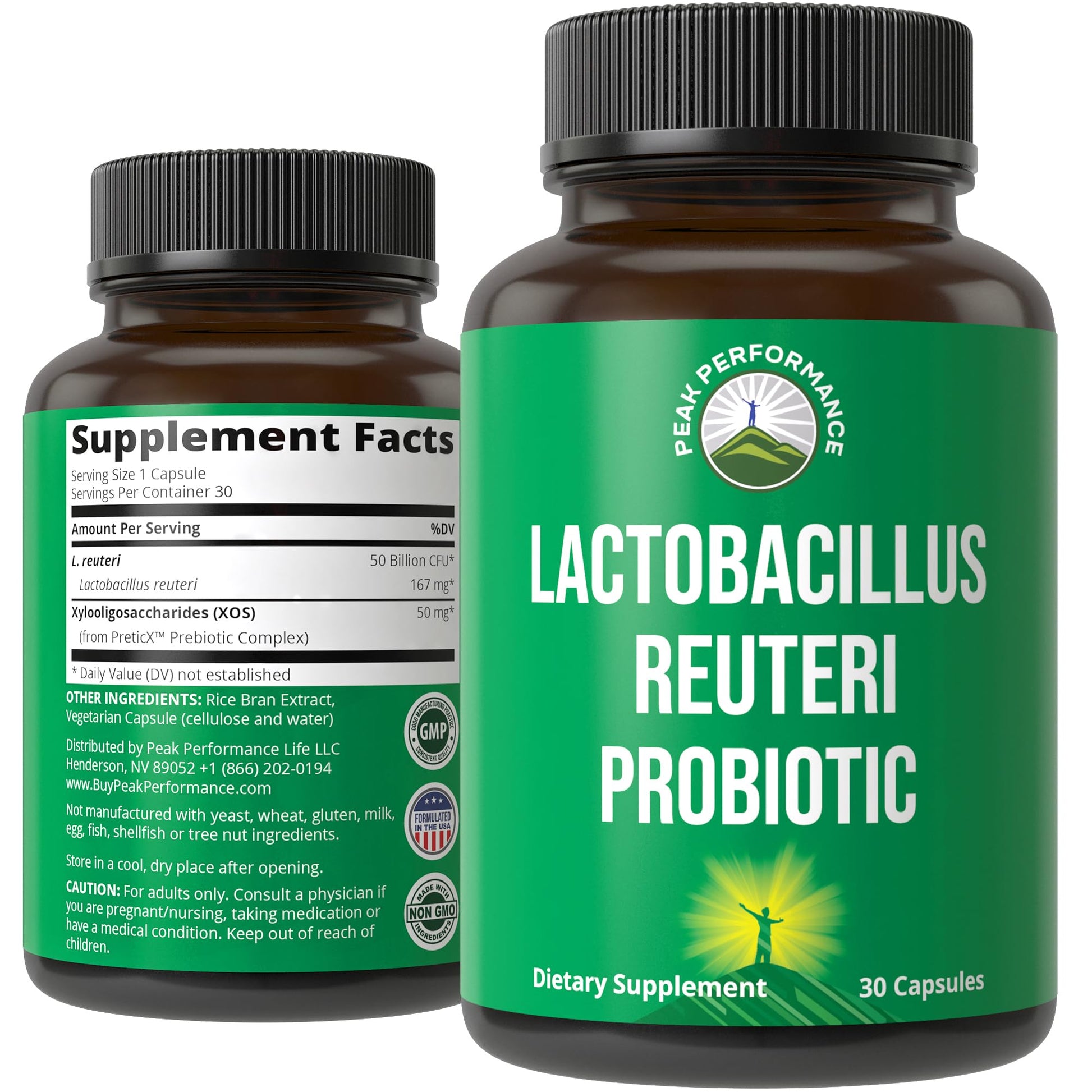Lactobacillus Reuteri 50 Billion CFU Probiotics with Clinically Studied PreticX® XOS Prebiotic. L Reuteri Probiotic Capsules Supplement for Gut Health and Digestive Support. for Both Women & Men Peak Performance buy supplements canada