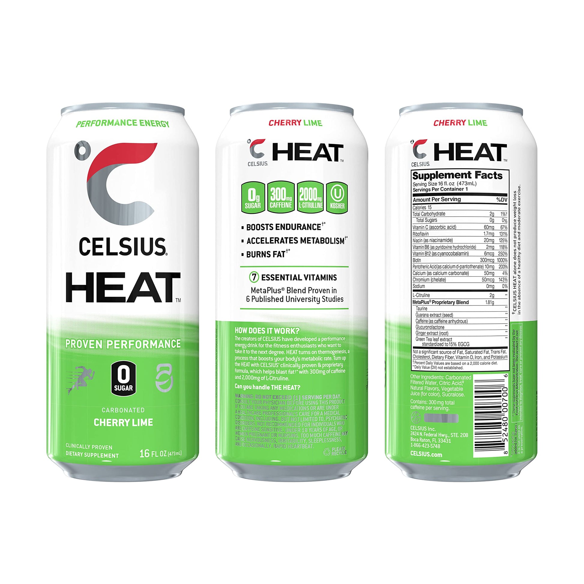 CELSIUS HEAT Performance Energy Drink, Cherry Lime, 16 Fl Oz (Pack of 12) CELSIUS buy supplements canada