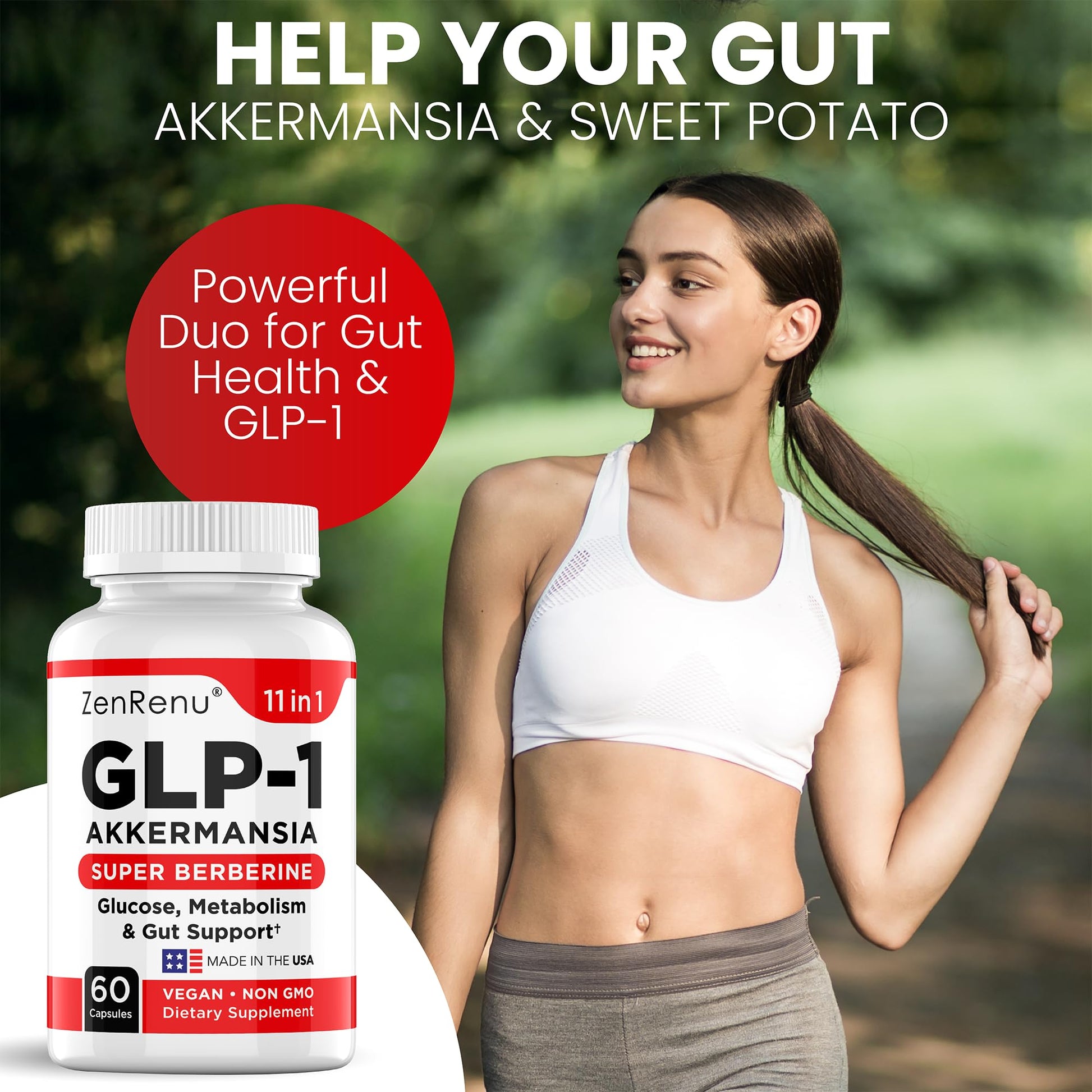 Zenrenu GLP-1 Supplement for Women - Natural Metabolism, Appetite & Craving Support – Super Berberine, Cinnamon,Akkermansia Probiotic,11-in-1 Gut Support - GLP Activate -60 Vegan Caps Zenrenu buy supplements canada