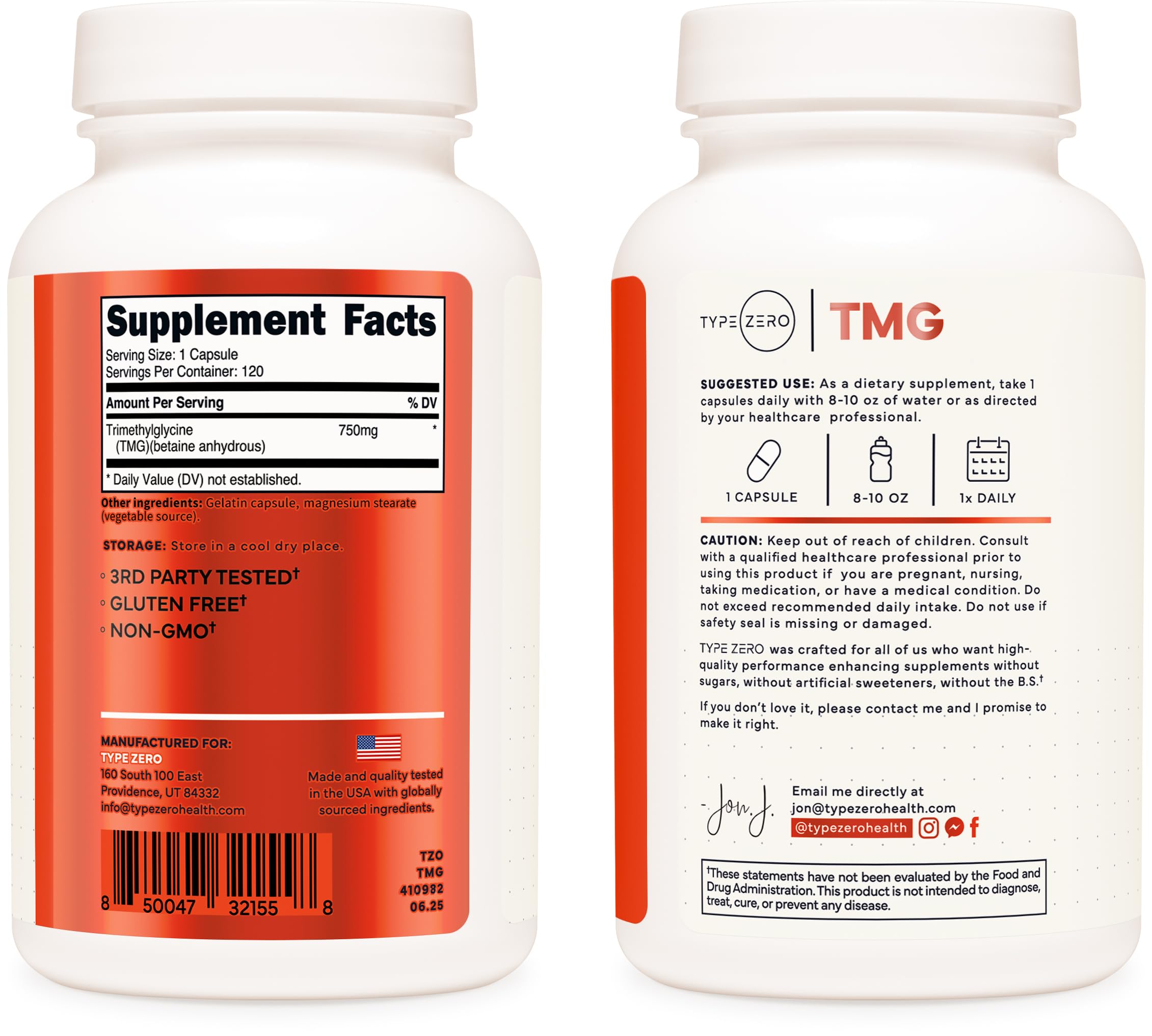 Type Zero Clean TMG Trimethylglycine Capsules (120 Servings) - Non GMO, Gluten Free Type Zero buy supplements canada