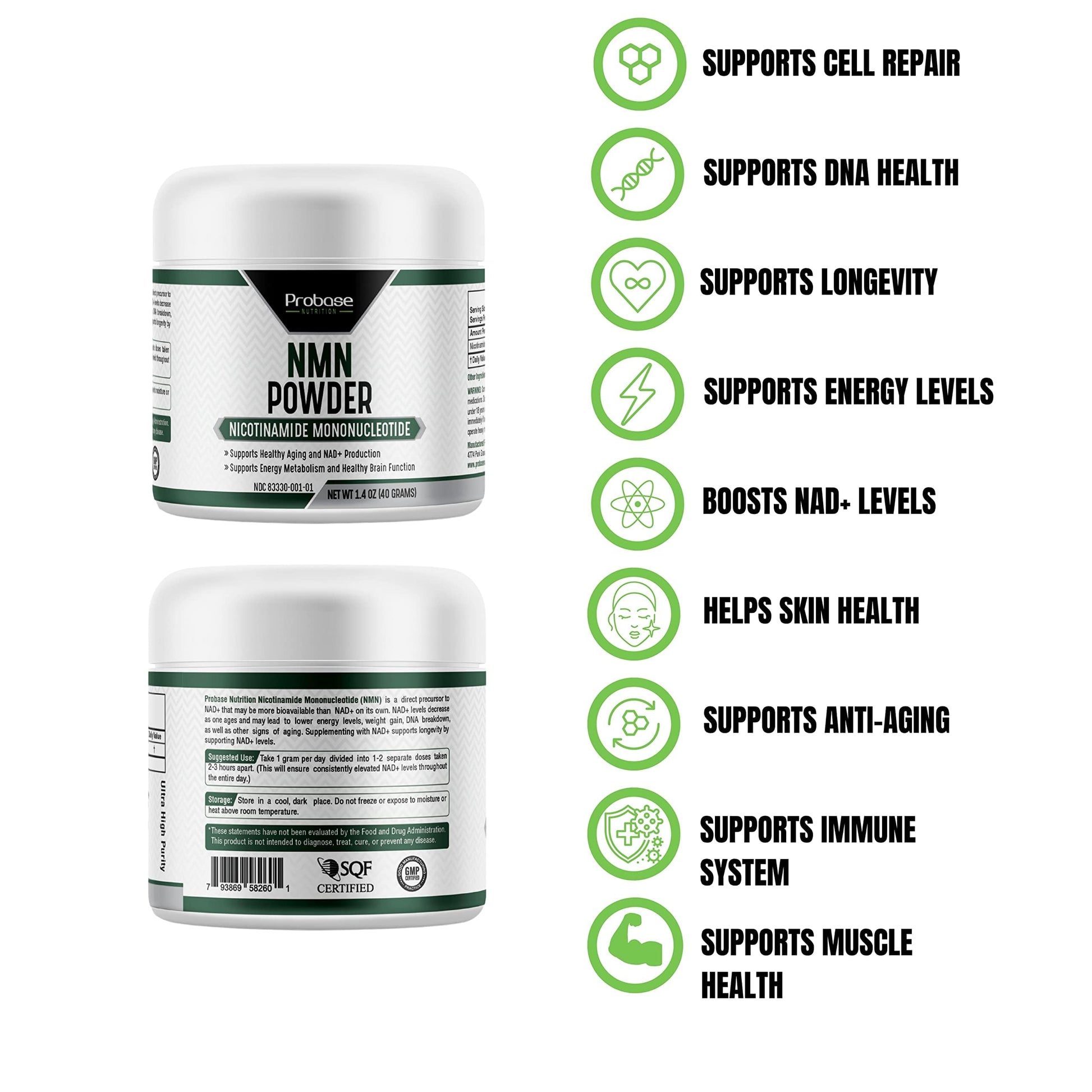 Probase Nutrition Longevity Pure NMN Powder 40 Grams - Ultra-Pure, Fully Stabilized, Pharmaceutical Grade NMN to Boost NAD+, Nicotinamide Mononucleotide Powder Supplement Probase Nutrition buy supplements canada