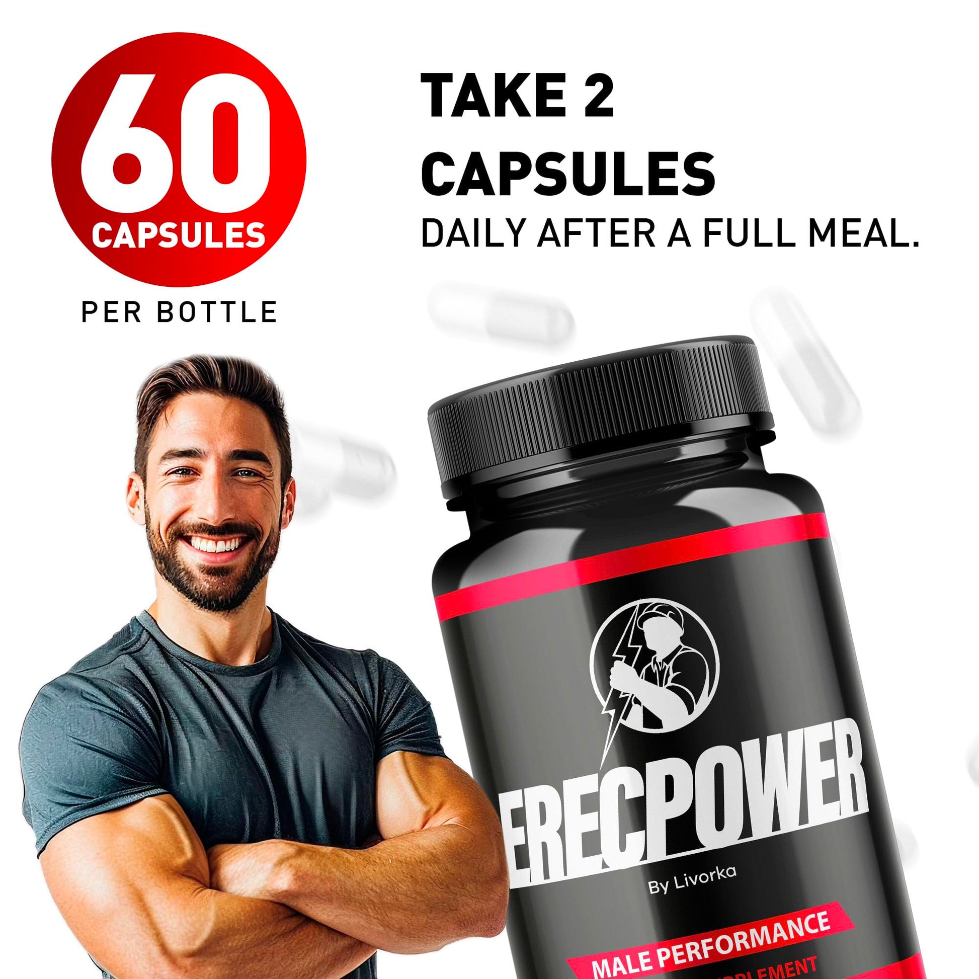 LIVORKA Erecpower Multivitamin Male Performance Capsules for Mens Health, Advanced Formula - 300 Capsules (5 Month Supply) - Pack of 5 LIVORKA buy supplements canada