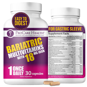 ProCare Health Bariatric Multivitamin with Iron 18mg (30 Easy to Swallow Capsules) - Post Op Bariatric Vitamins ProCare Health buy supplements canada
