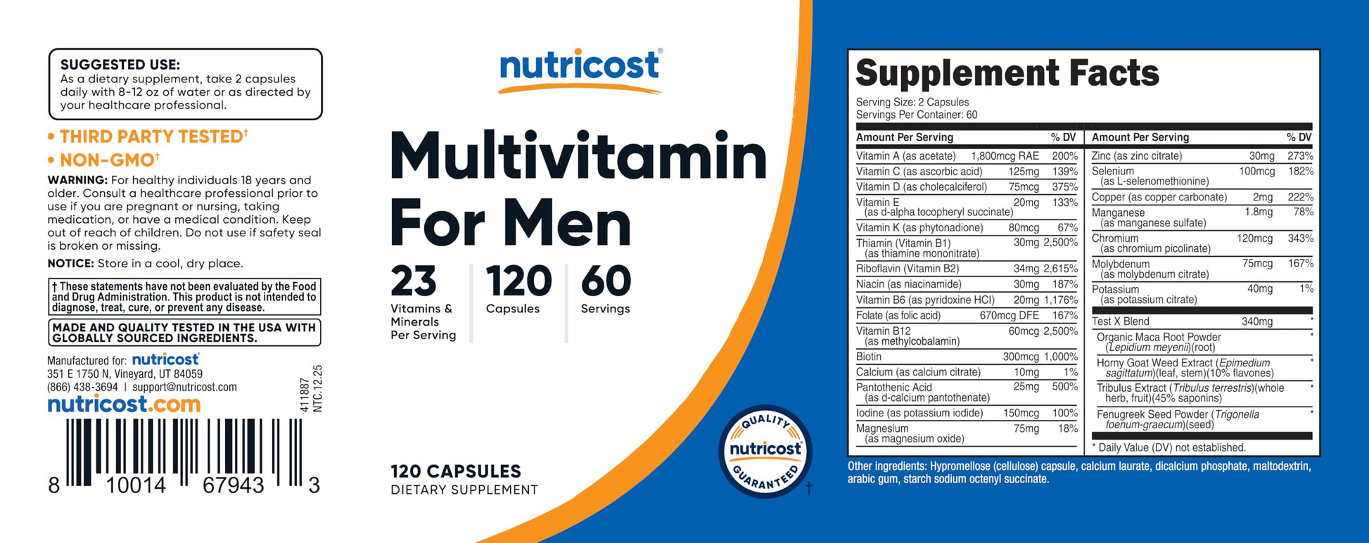 Nutricost Multivitamin for Men 120 Capsules - Vitamins and Minerals for The Healthy Man Nutricost buy supplements canada