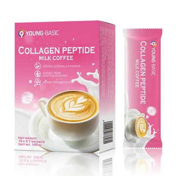 Collagen Peptide Milk Coffee - Rich in Premium Marine Fish Collagen Peptides, Multivitamins (B6/B12/C/E) and Prebiotics, Instant Milk Coffee with Creamer for Skin, Antioxidant, Aging and Gut Health 9 YOUNG-BASIC buy supplements canada
