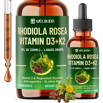 17in1 Rhodiola Rosea Liquid Supplement with Ashwagandha, Magnesium Glycine, L-Theanine, Vitamin C, Vitamin D3, Vitamin K2, Ginkgo, Turmeric, Holy Basil and More - 1 FL Oz - 60 Day Supply WELBUDA buy supplements canada