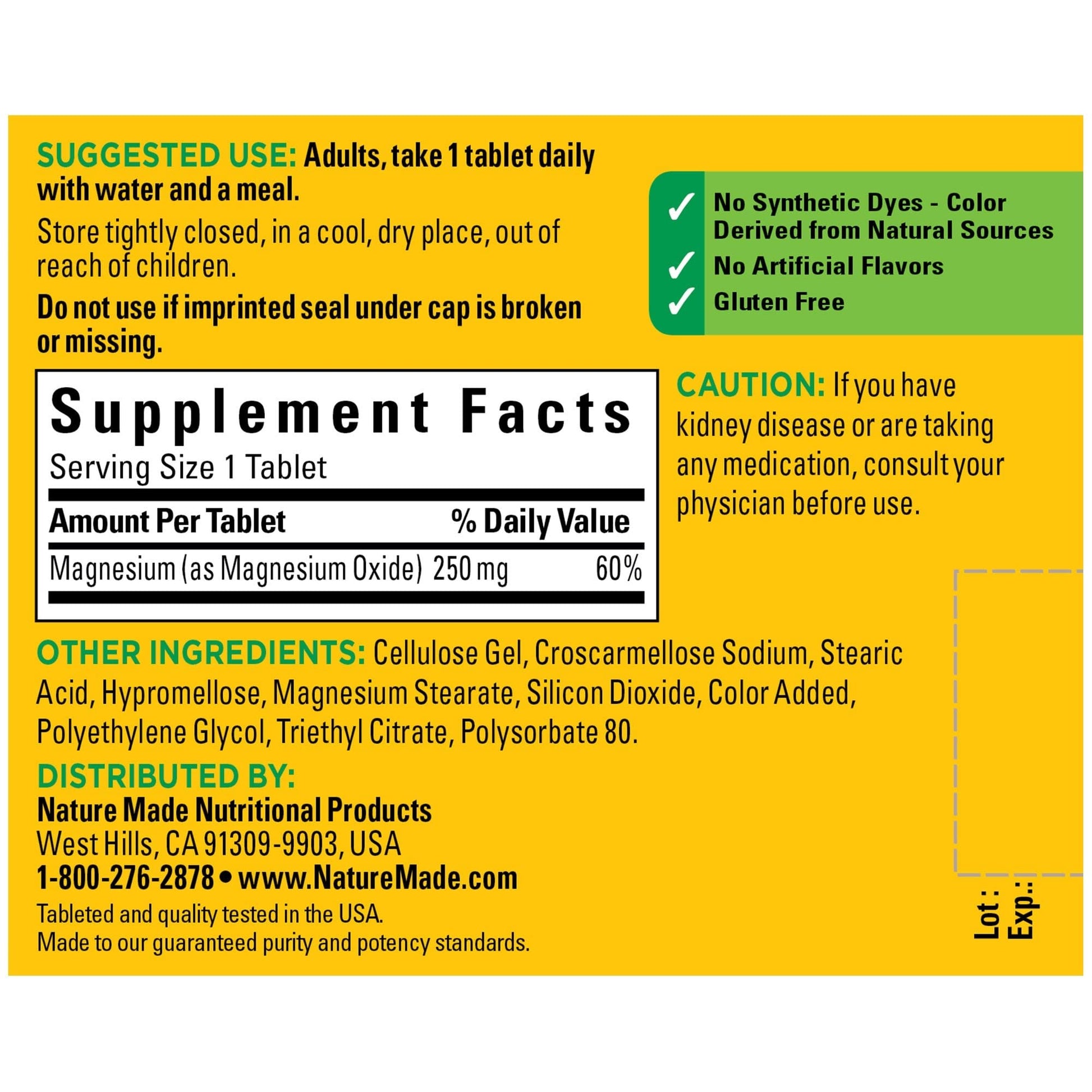 Nature Made Magnesium Oxide 250 mg, Dietary Supplement for Muscle, Heart Nature Made buy supplements canada