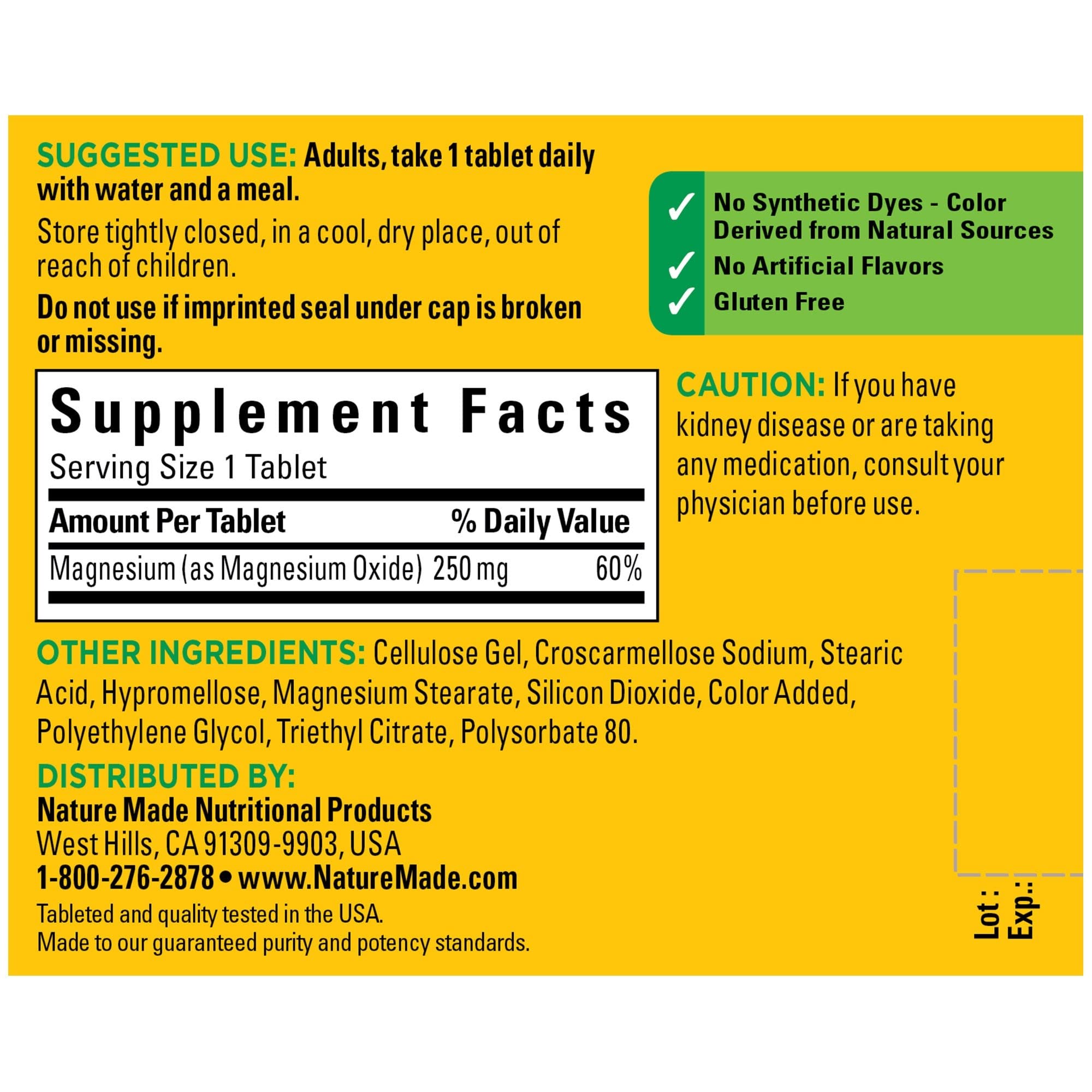 Nature Made Magnesium Oxide 250 mg, Dietary Supplement for Muscle, Heart Nature Made buy supplements canada
