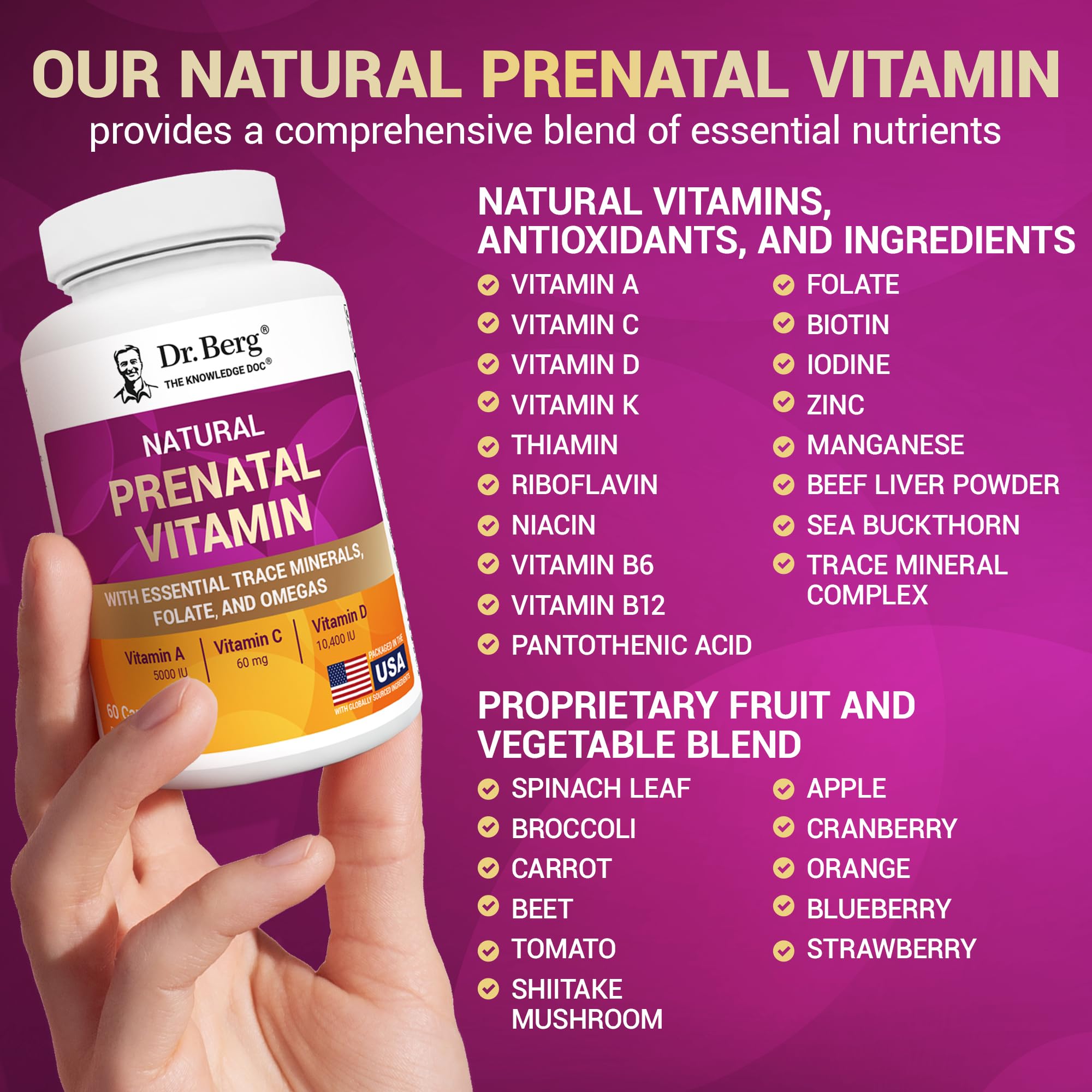 Dr. Berg Natural Prenatal Vitamins for Women (Pregnant & Nursing) - Prenatal Vitamins with Folate, Vitamins, Minerals, Omegas, &11 Powerful Superfoods - Womens Prenatal Multivitamin - 60 Capsules Dr. Berg Nutritionals buy supplements canada
